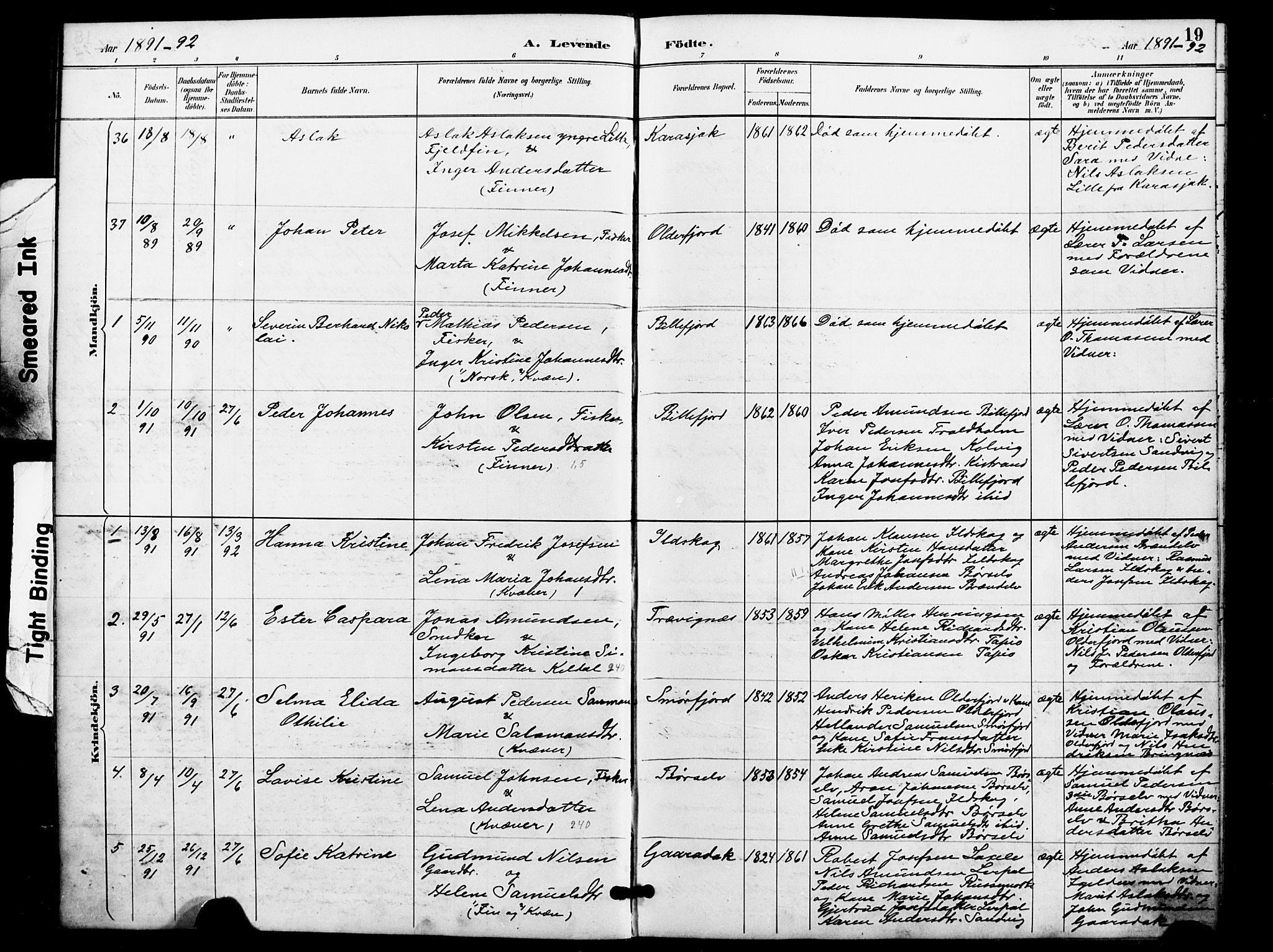 Kistrand/Porsanger sokneprestembete, SATØ/S-1351/H/Ha/L0008.kirke: Parish register (official) no. 8, 1890-1898, p. 19
