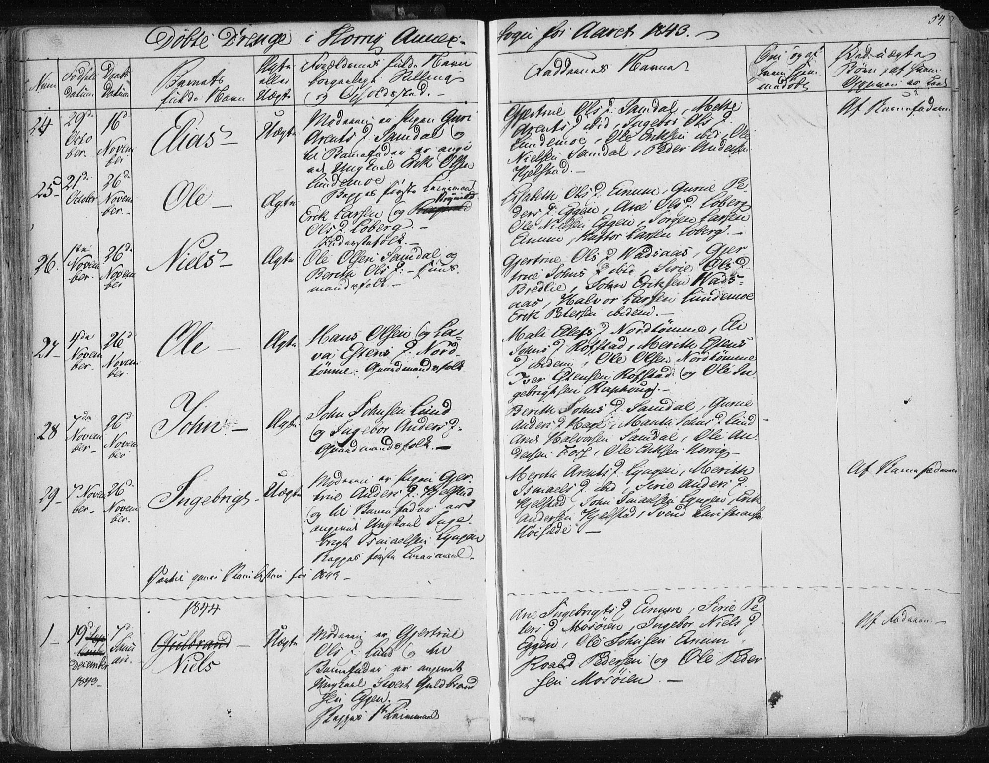 Ministerialprotokoller, klokkerbøker og fødselsregistre - Sør-Trøndelag, SAT/A-1456/687/L0998: Parish register (official) no. 687A05 /2, 1843-1849, p. 54