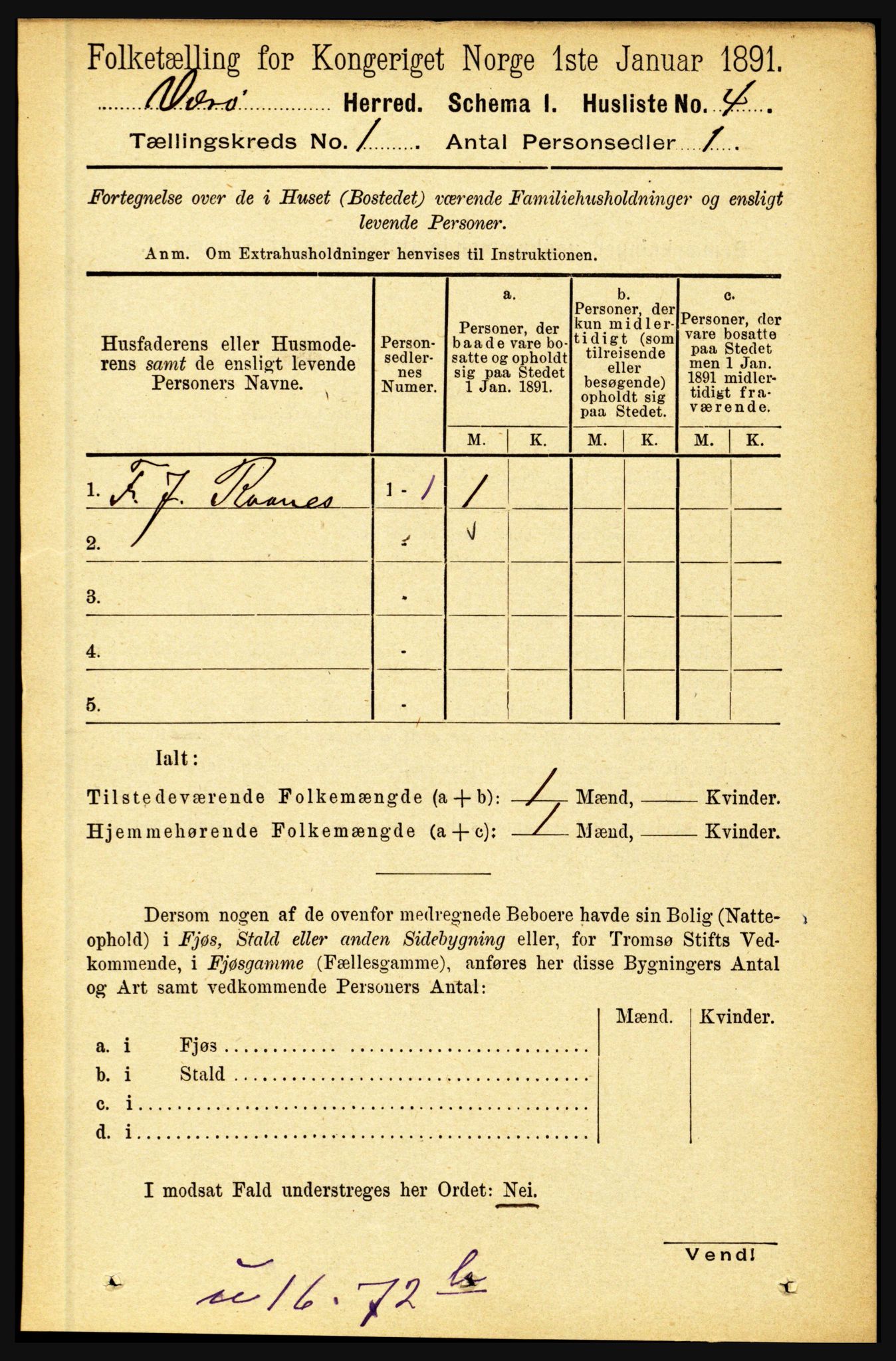 RA, 1891 census for 1857 Værøy, 1891, p. 17