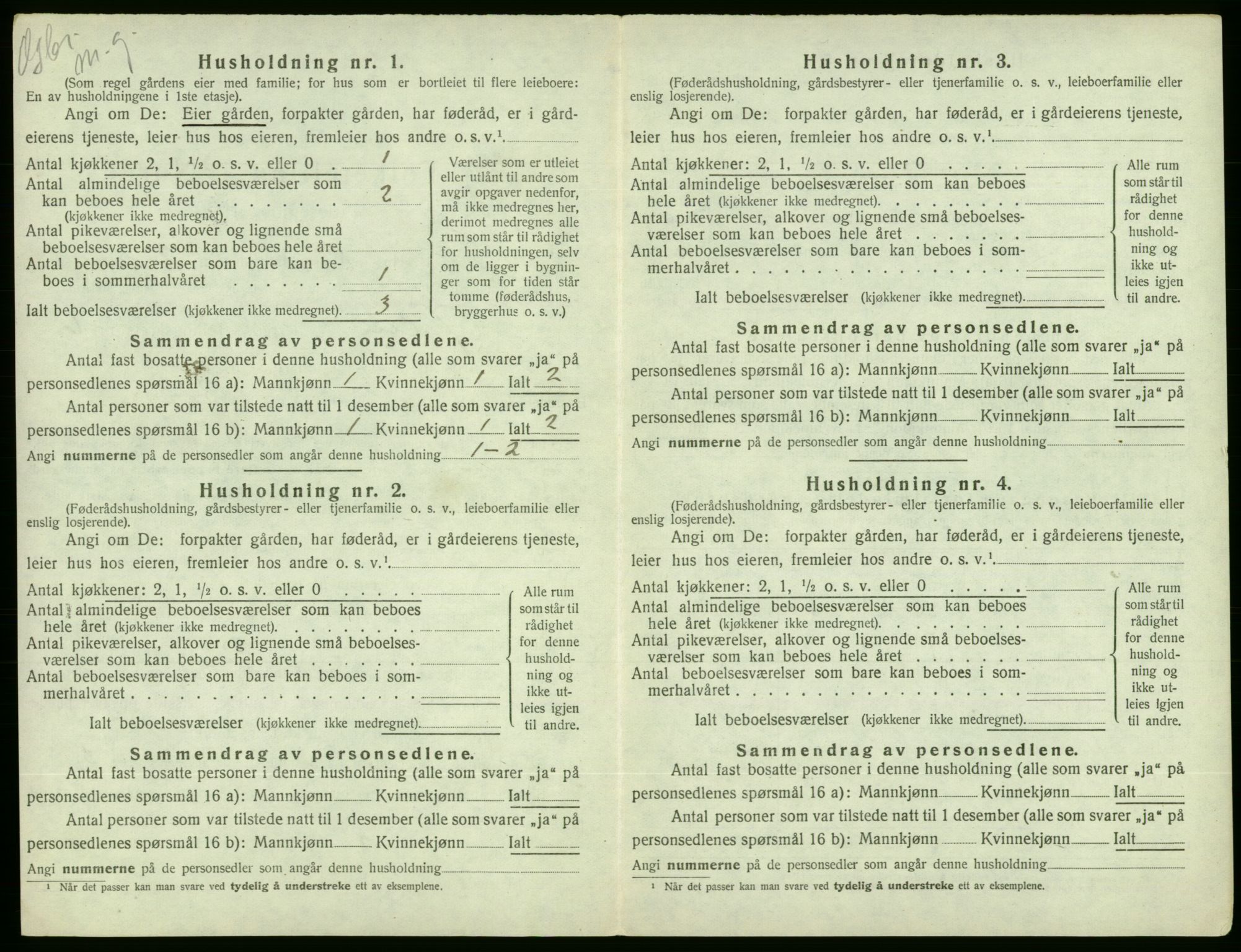 SAB, 1920 census for Ølen, 1920, p. 451