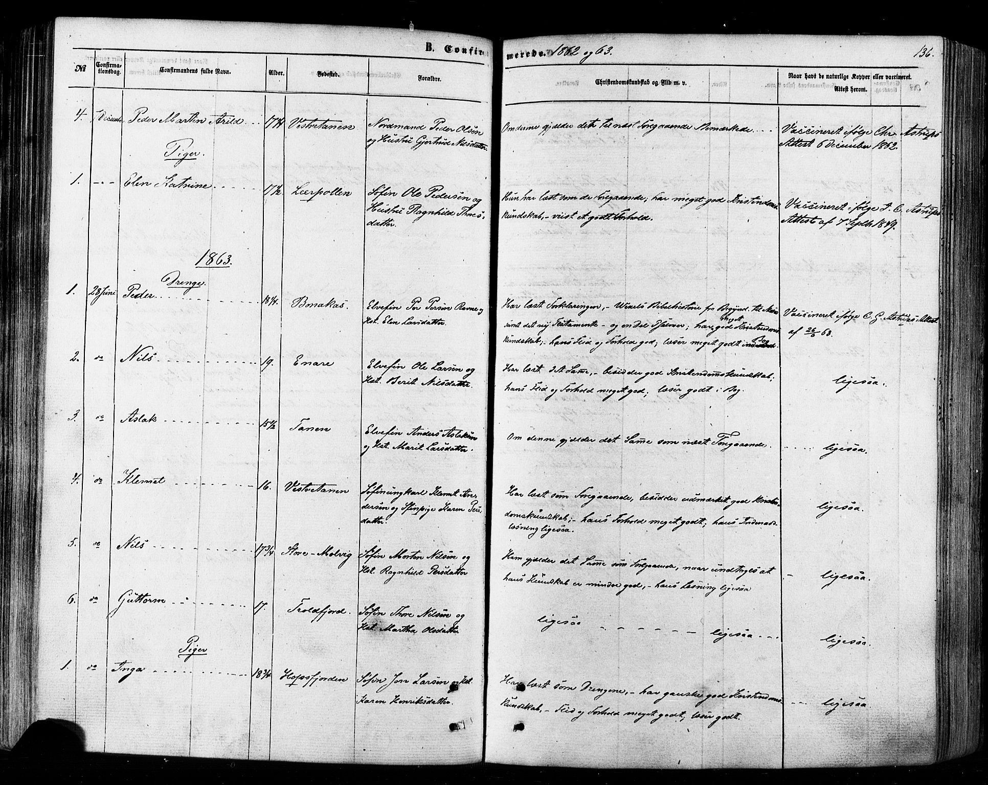Tana sokneprestkontor, SATØ/S-1334/H/Ha/L0002kirke: Parish register (official) no. 2 /1, 1861-1877, p. 136