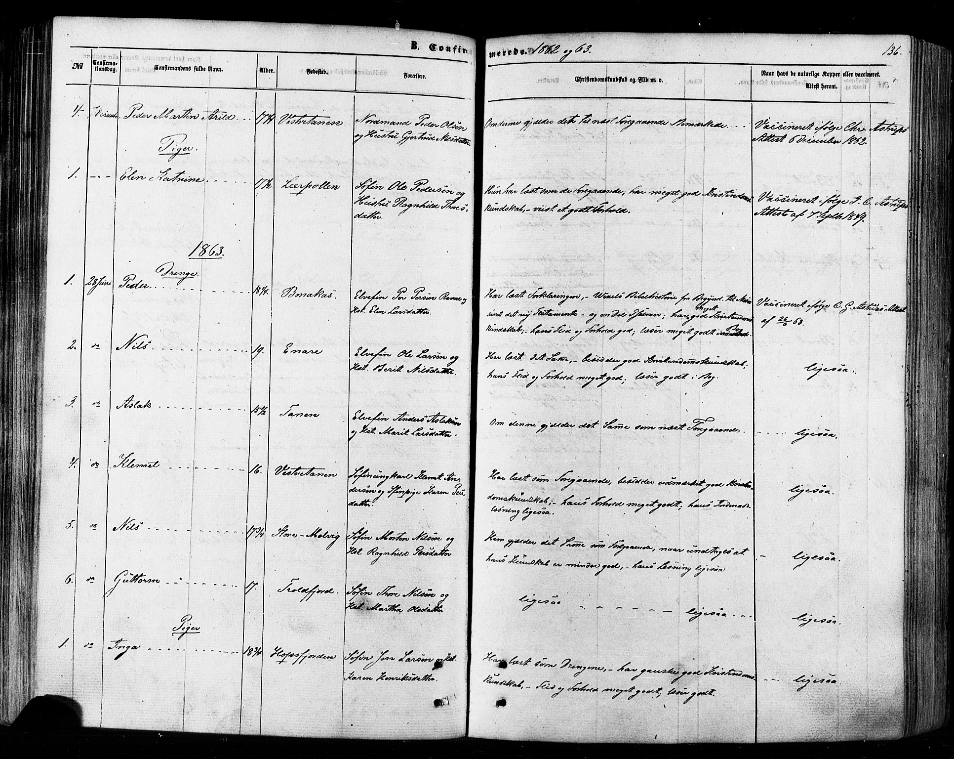 Tana sokneprestkontor, AV/SATØ-S-1334/H/Ha/L0002kirke: Parish register (official) no. 2 /1, 1861-1877, p. 136