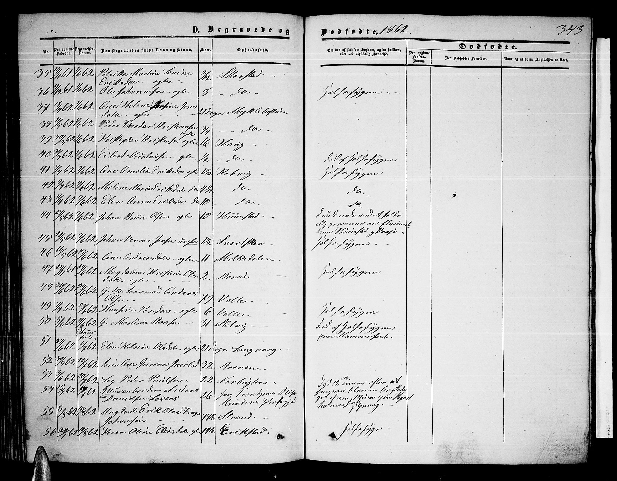 Ministerialprotokoller, klokkerbøker og fødselsregistre - Nordland, AV/SAT-A-1459/872/L1046: Parish register (copy) no. 872C02, 1852-1879, p. 343