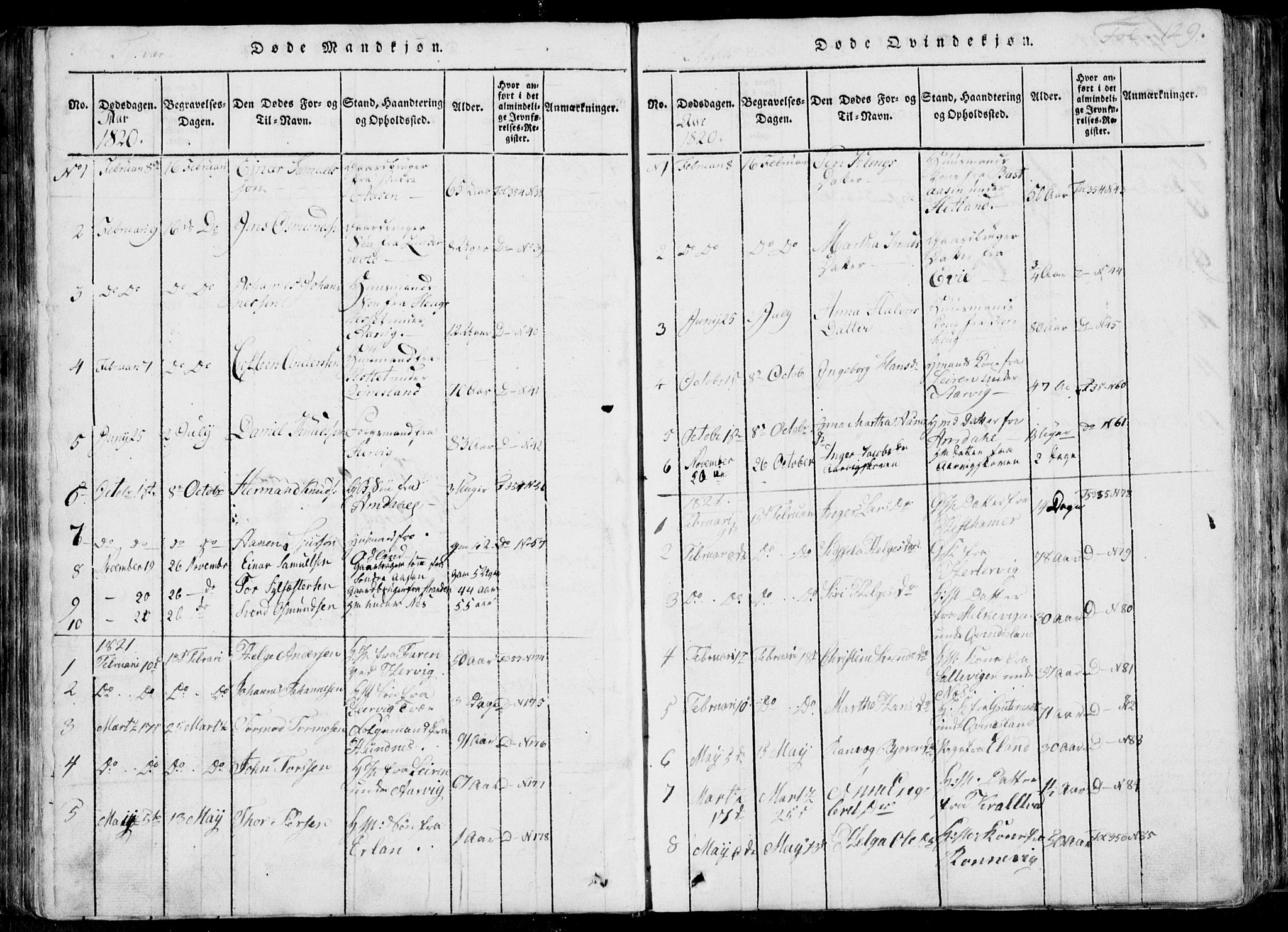 Skjold sokneprestkontor, SAST/A-101847/H/Ha/Haa/L0004: Parish register (official) no. A 4 /1, 1815-1830, p. 129