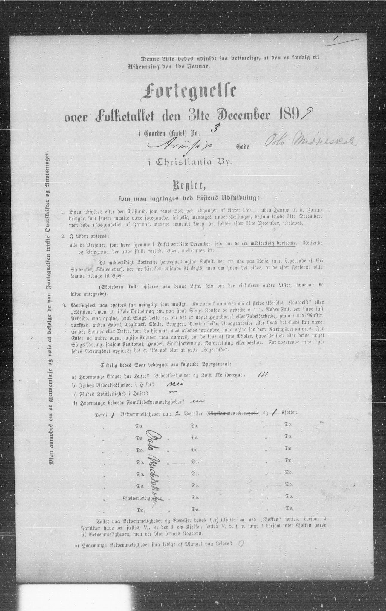 OBA, Municipal Census 1899 for Kristiania, 1899, p. 376