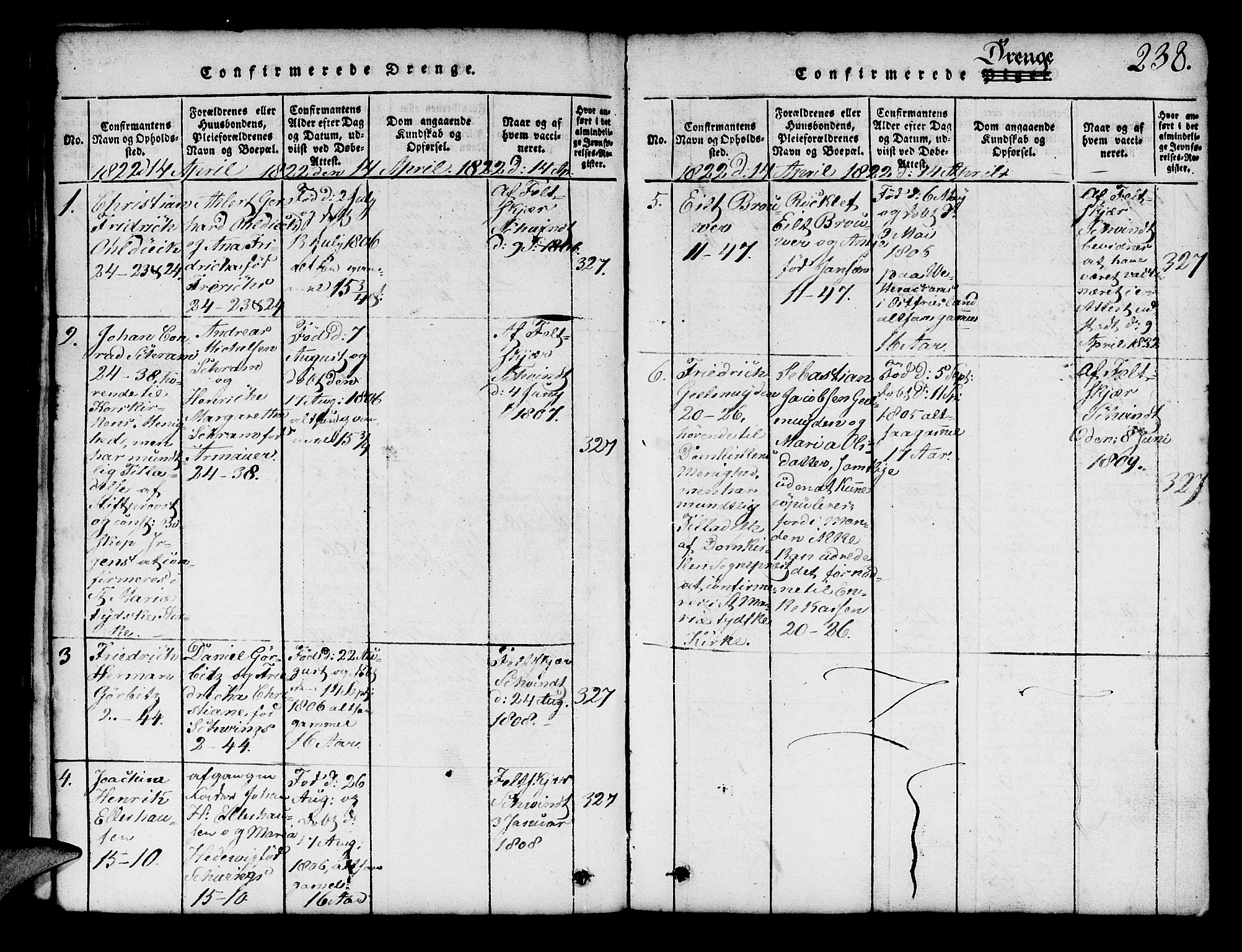 Mariakirken Sokneprestembete, SAB/A-76901/H/Hab/L0001: Parish register (copy) no. A 1, 1815-1846, p. 238