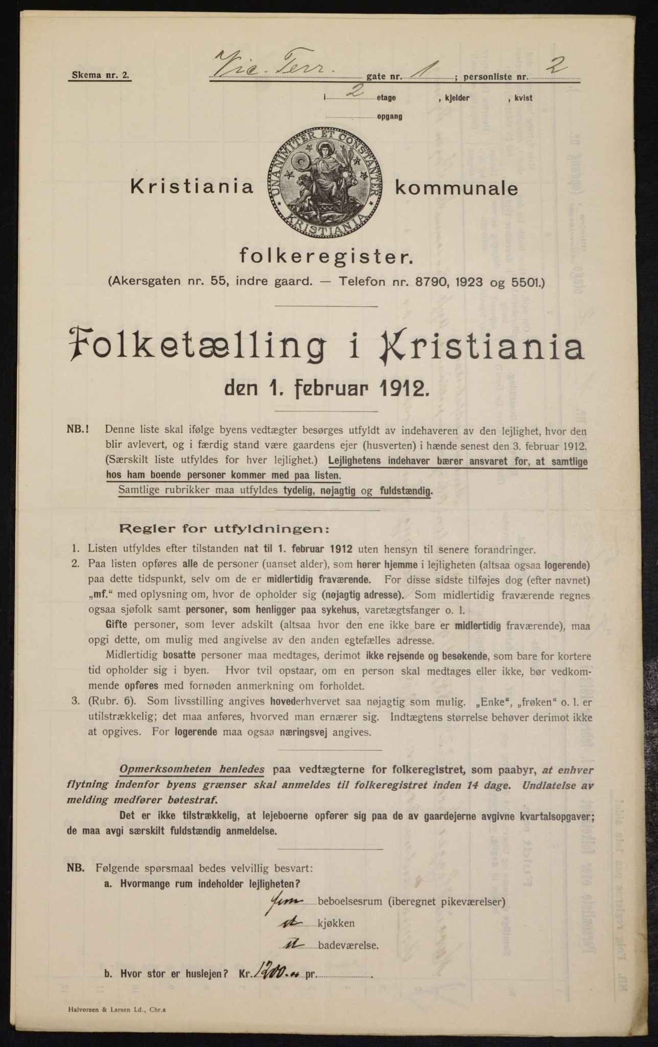OBA, Municipal Census 1912 for Kristiania, 1912, p. 123433