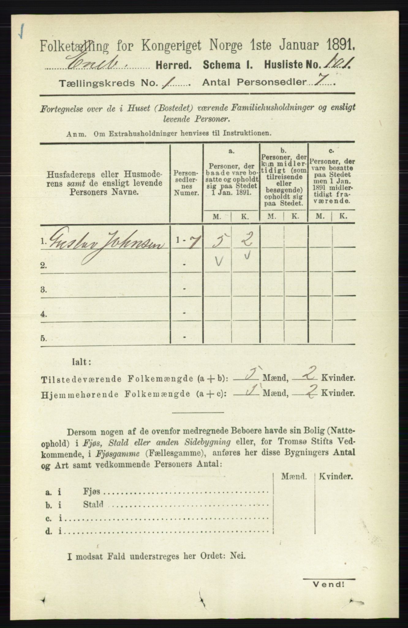 RA, 1891 census for 0229 Enebakk, 1891, p. 127