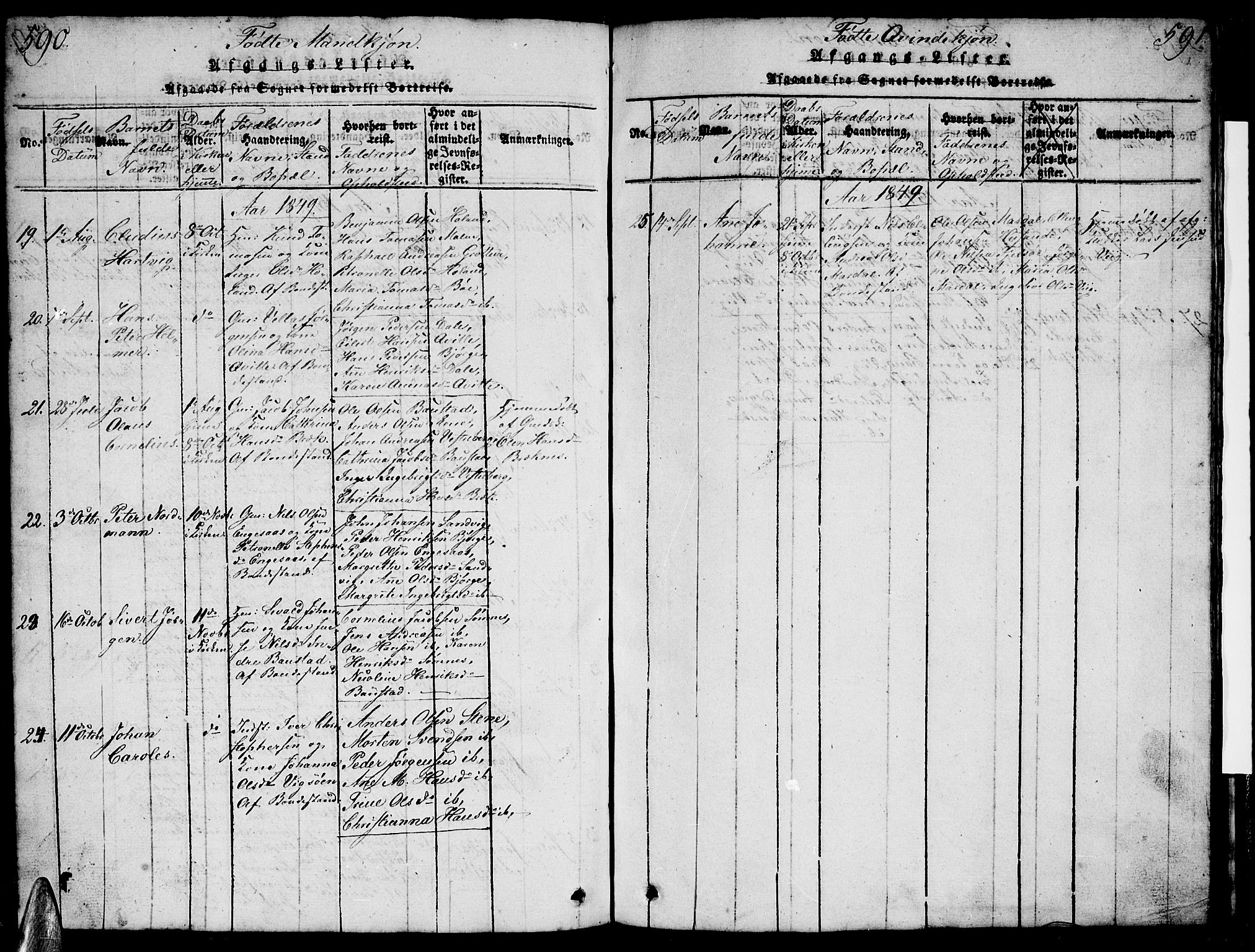 Ministerialprotokoller, klokkerbøker og fødselsregistre - Nordland, AV/SAT-A-1459/812/L0186: Parish register (copy) no. 812C04, 1820-1849, p. 590-591