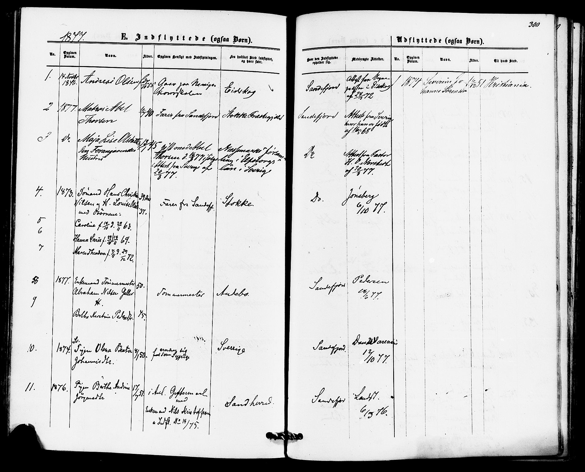 Sandefjord kirkebøker, SAKO/A-315/F/Fa/L0001: Parish register (official) no. 1, 1873-1879, p. 300