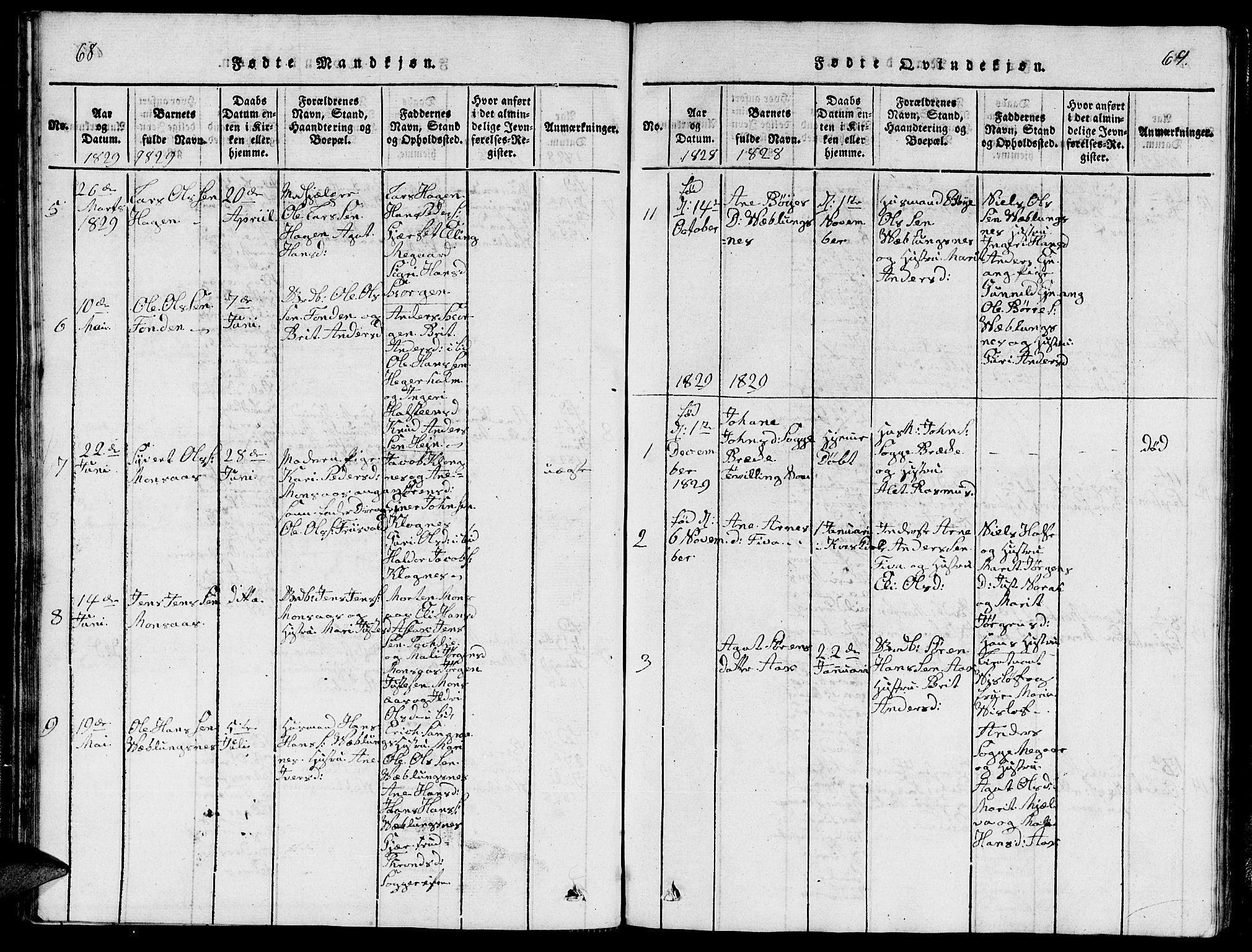 Ministerialprotokoller, klokkerbøker og fødselsregistre - Møre og Romsdal, AV/SAT-A-1454/544/L0579: Parish register (copy) no. 544C01, 1818-1836, p. 68-69