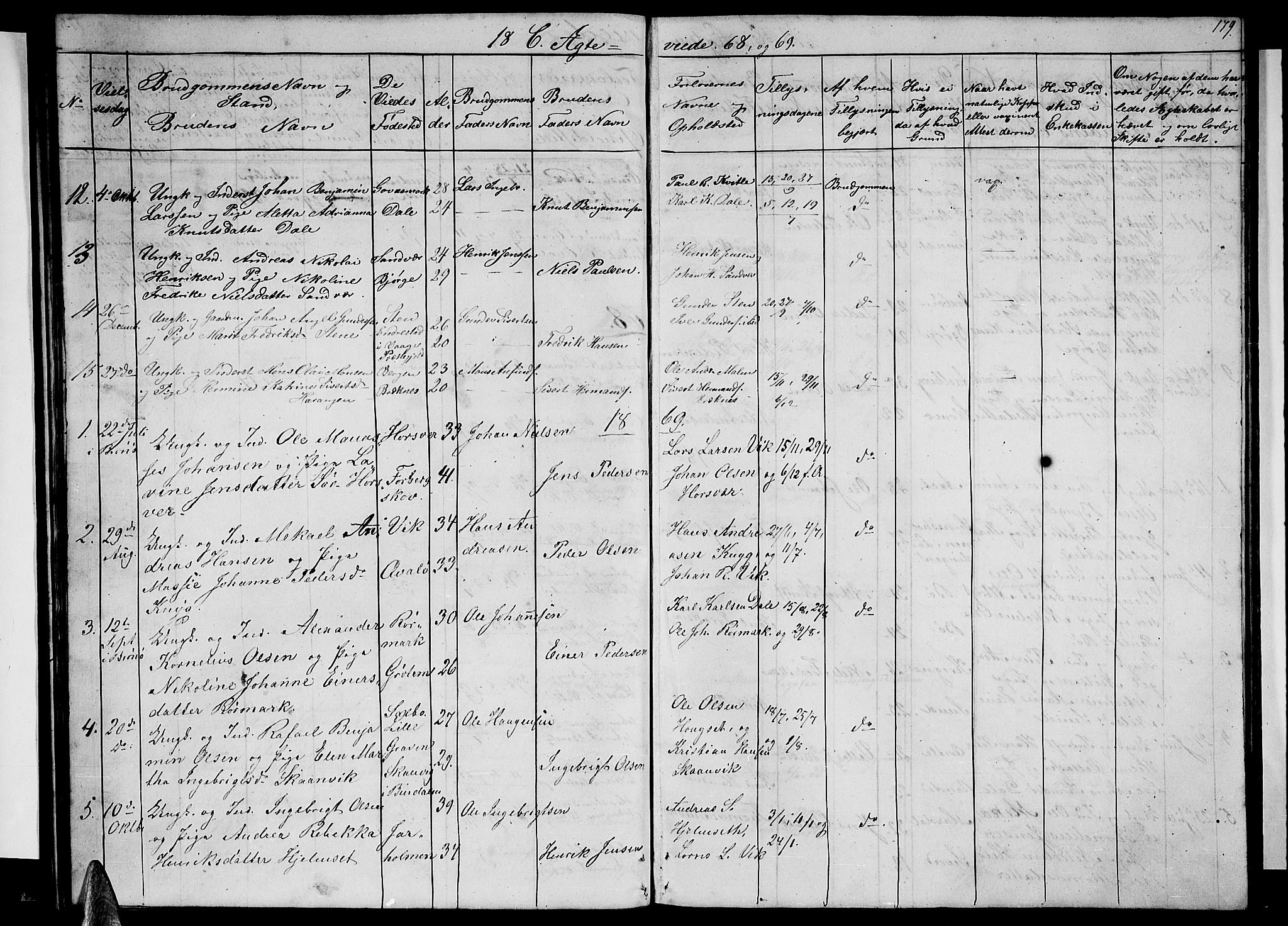 Ministerialprotokoller, klokkerbøker og fødselsregistre - Nordland, AV/SAT-A-1459/812/L0187: Parish register (copy) no. 812C05, 1850-1883, p. 179