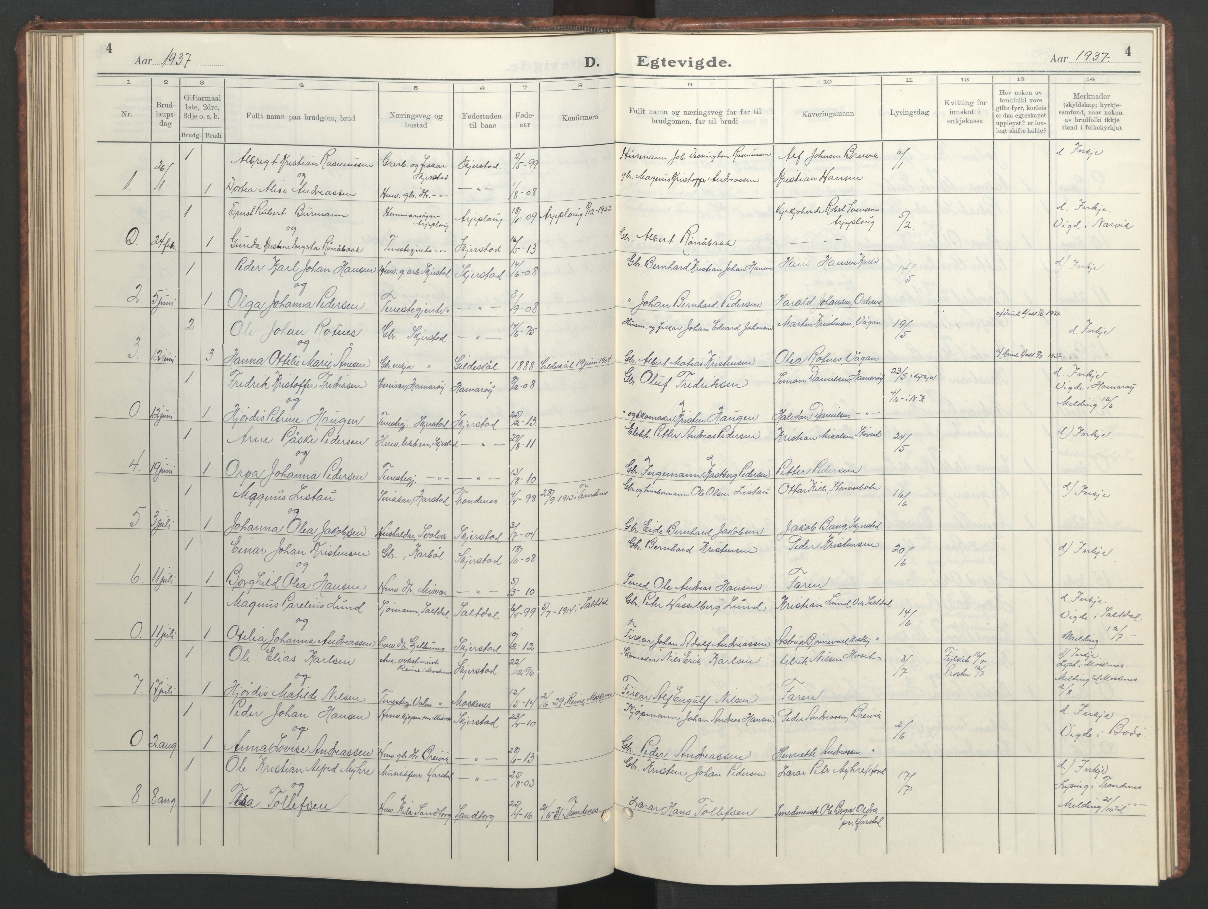 Ministerialprotokoller, klokkerbøker og fødselsregistre - Nordland, AV/SAT-A-1459/852/L0758: Parish register (copy) no. 852C09, 1935-1952, p. 4