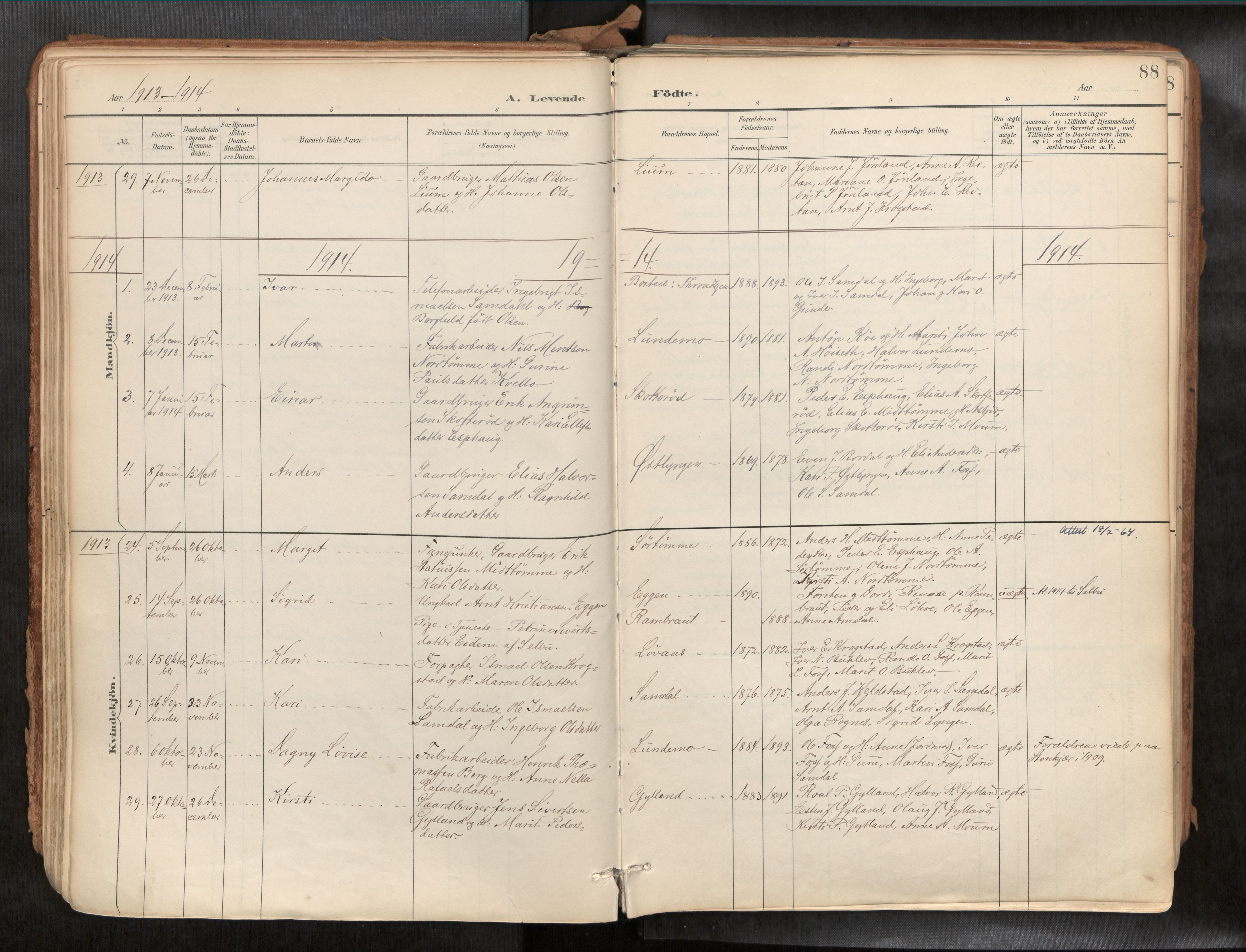 Ministerialprotokoller, klokkerbøker og fødselsregistre - Sør-Trøndelag, AV/SAT-A-1456/692/L1105b: Parish register (official) no. 692A06, 1891-1934, p. 88