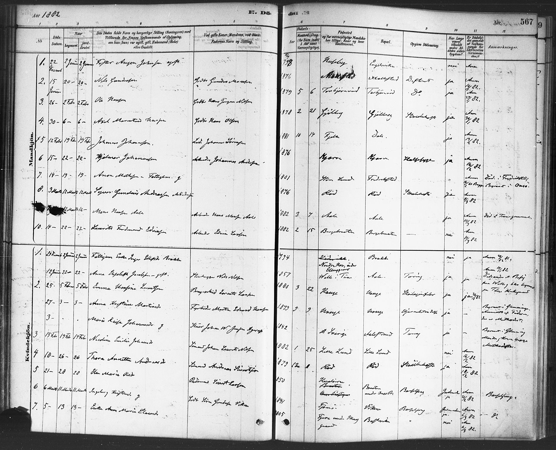 Onsøy prestekontor Kirkebøker, SAO/A-10914/F/Fa/L0006: Parish register (official) no. I 6, 1878-1898, p. 568