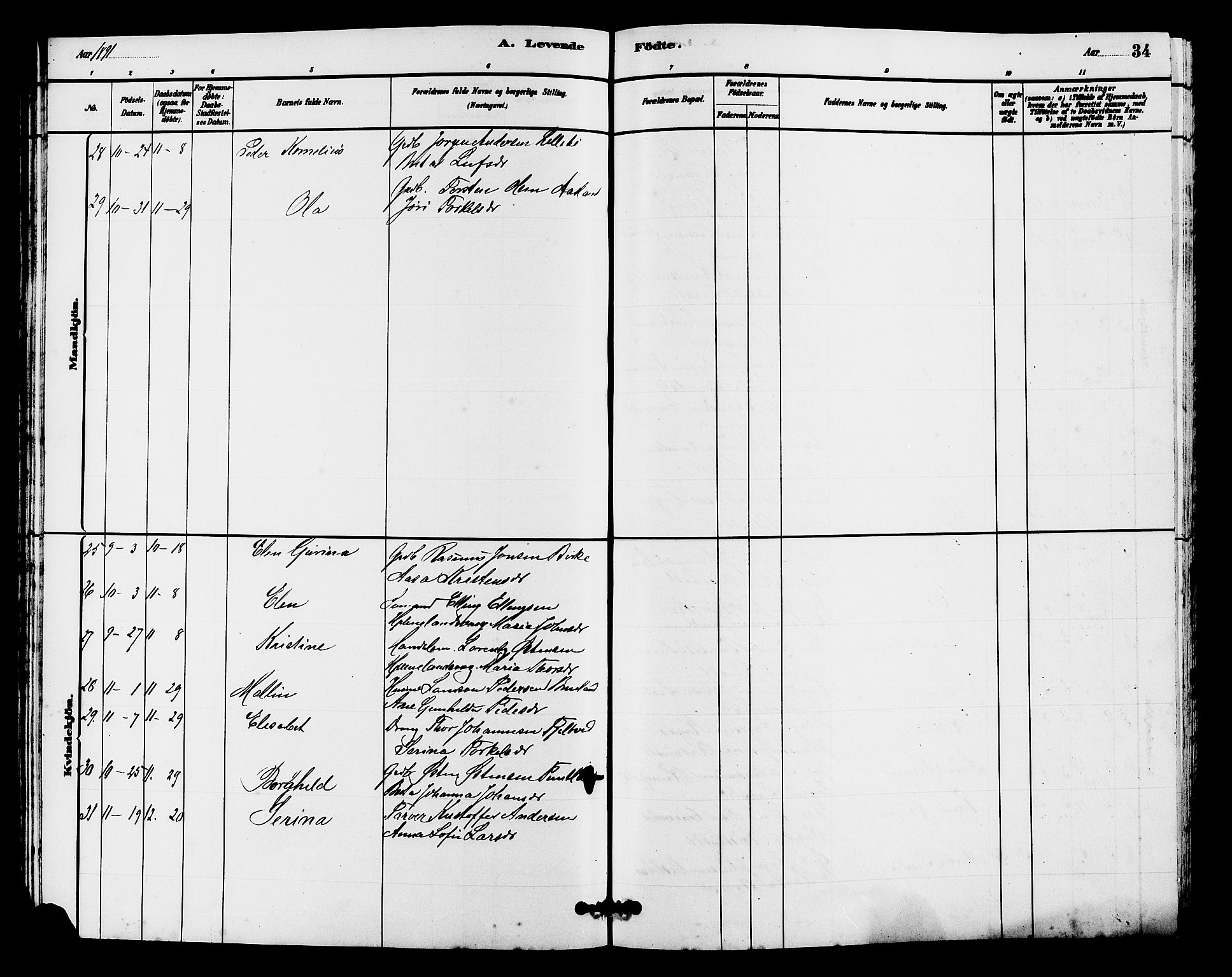 Hjelmeland sokneprestkontor, AV/SAST-A-101843/01/V/L0007: Parish register (copy) no. B 7, 1880-1909, p. 34