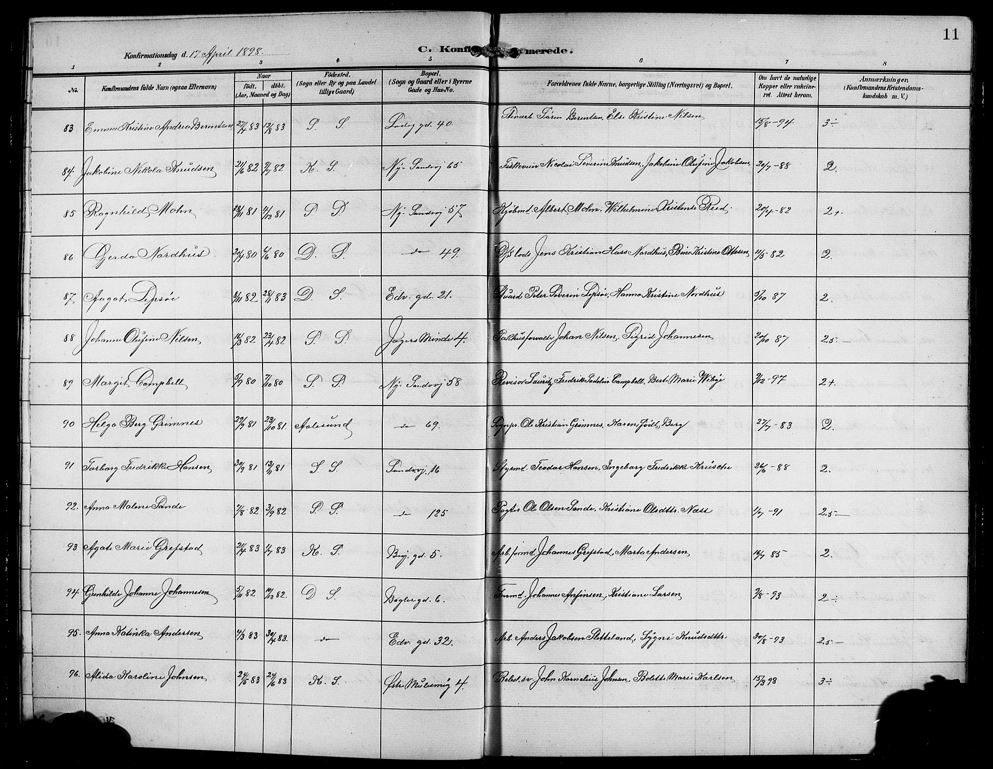 Sandviken Sokneprestembete, SAB/A-77601/H/Hb/L0009: Parish register (copy) no. C 1, 1898-1907, p. 11