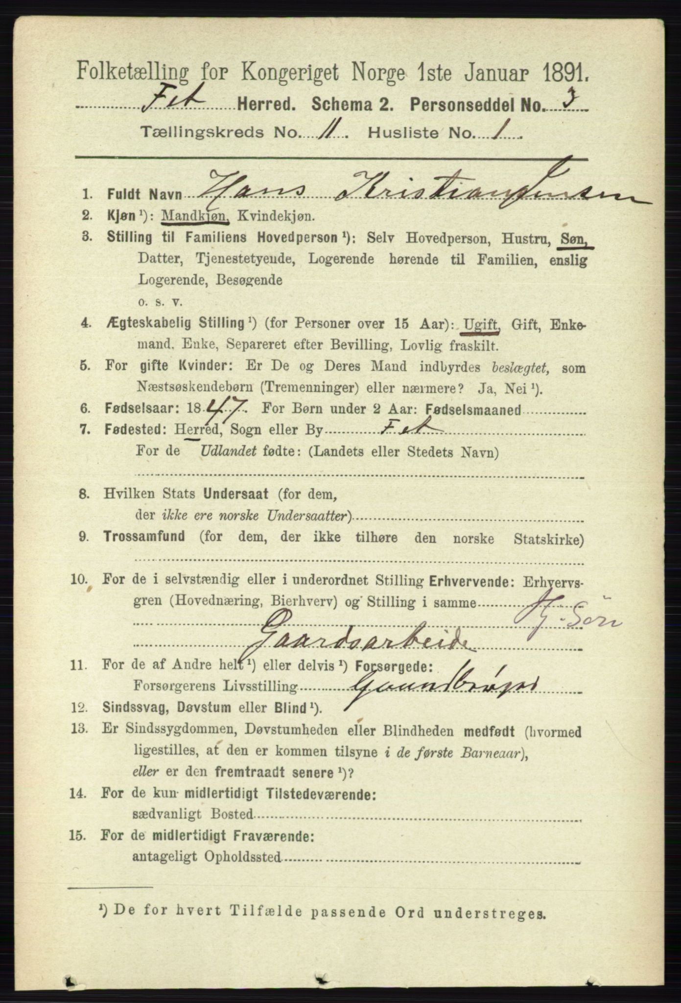 RA, 1891 census for 0227 Fet, 1891, p. 4260