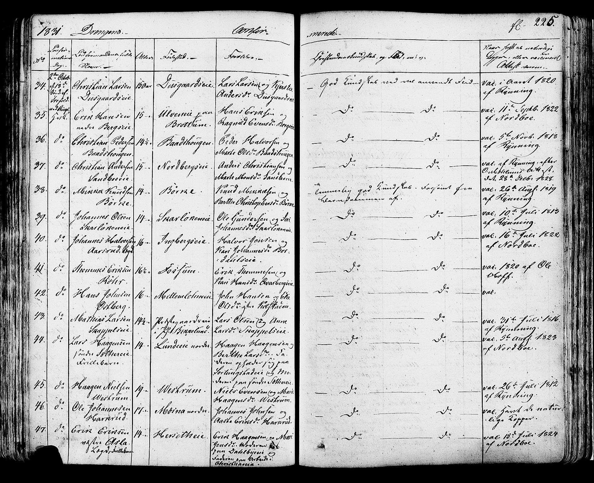 Ringsaker prestekontor, AV/SAH-PREST-014/K/Ka/L0007: Parish register (official) no. 7A, 1826-1837, p. 225