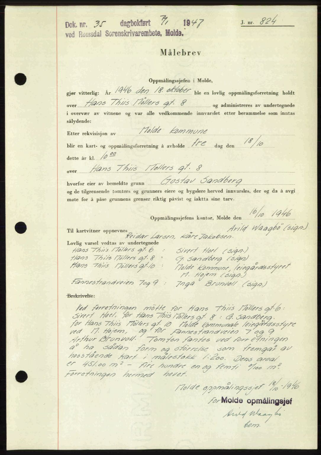 Romsdal sorenskriveri, SAT/A-4149/1/2/2C: Mortgage book no. A22, 1947-1947, Diary no: : 35/1947