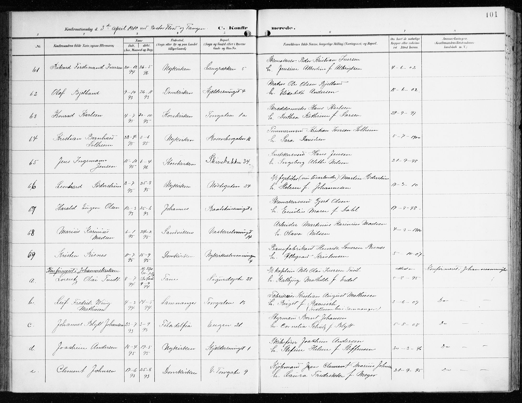 Domkirken sokneprestembete, AV/SAB-A-74801/H/Haa/L0031: Parish register (official) no. C 6, 1898-1915, p. 101