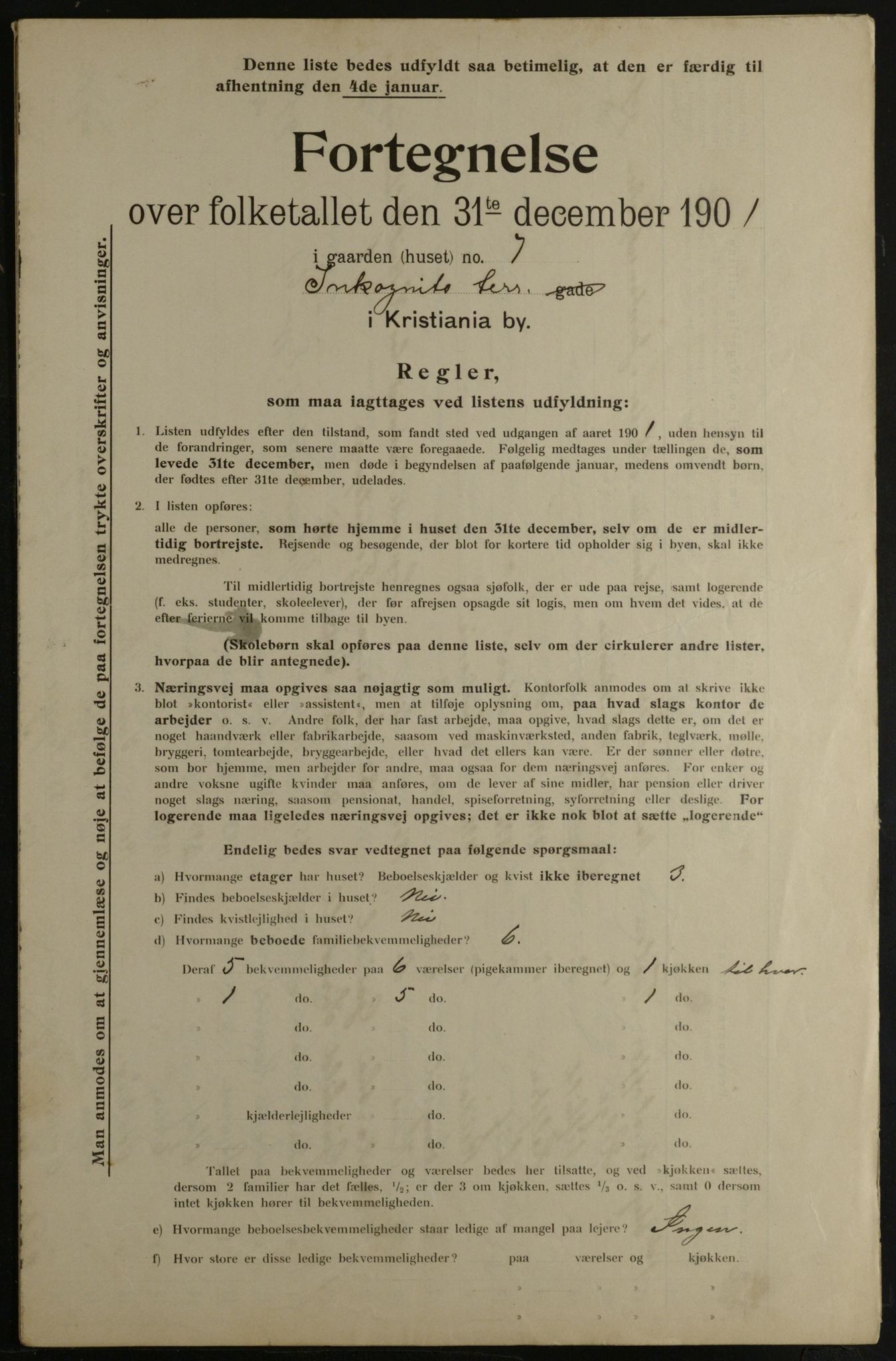 OBA, Municipal Census 1901 for Kristiania, 1901, p. 7013