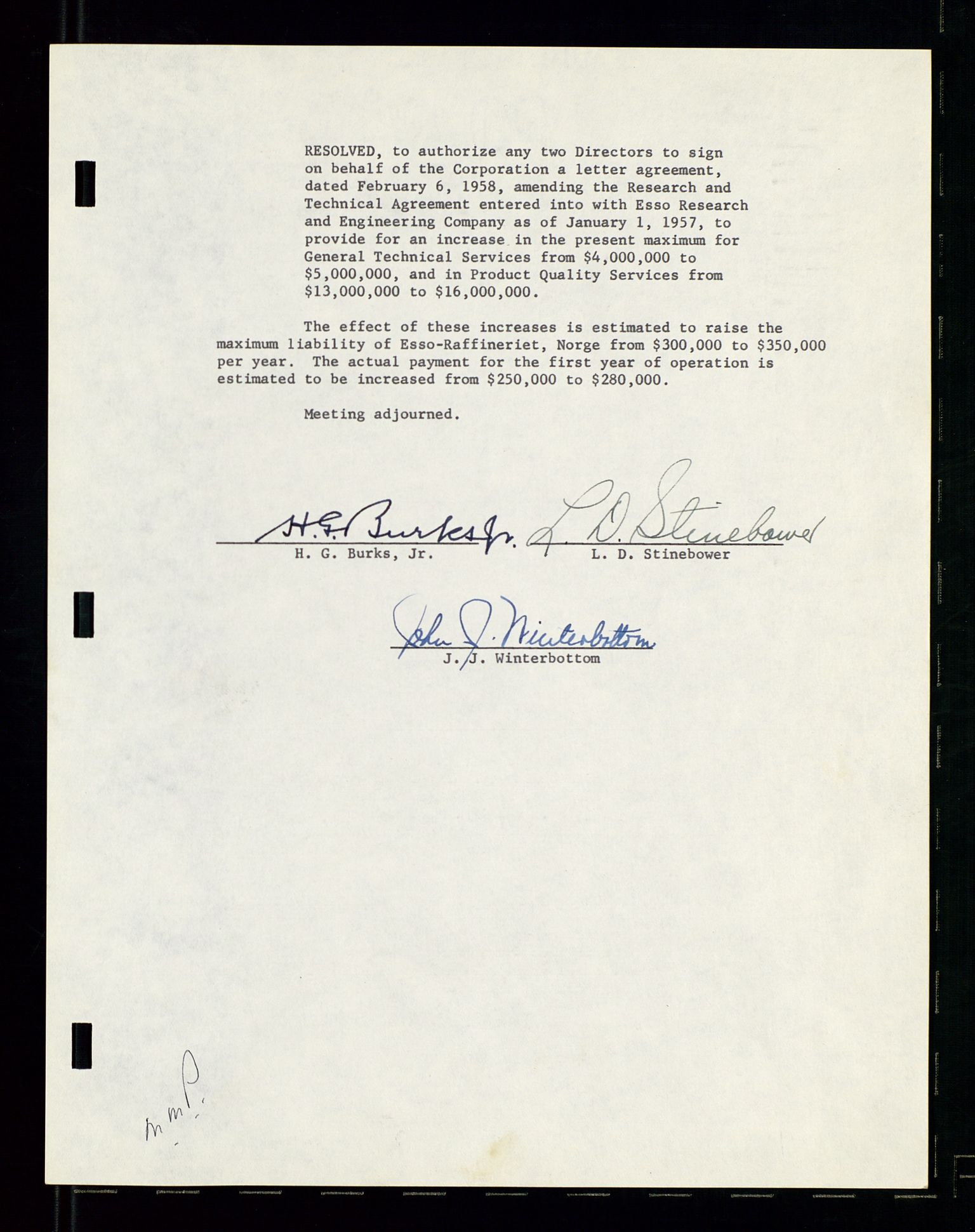 PA 1537 - A/S Essoraffineriet Norge, AV/SAST-A-101957/A/Aa/L0001/0002: Styremøter / Shareholder meetings, board meetings, by laws (vedtekter), 1957-1960, p. 174