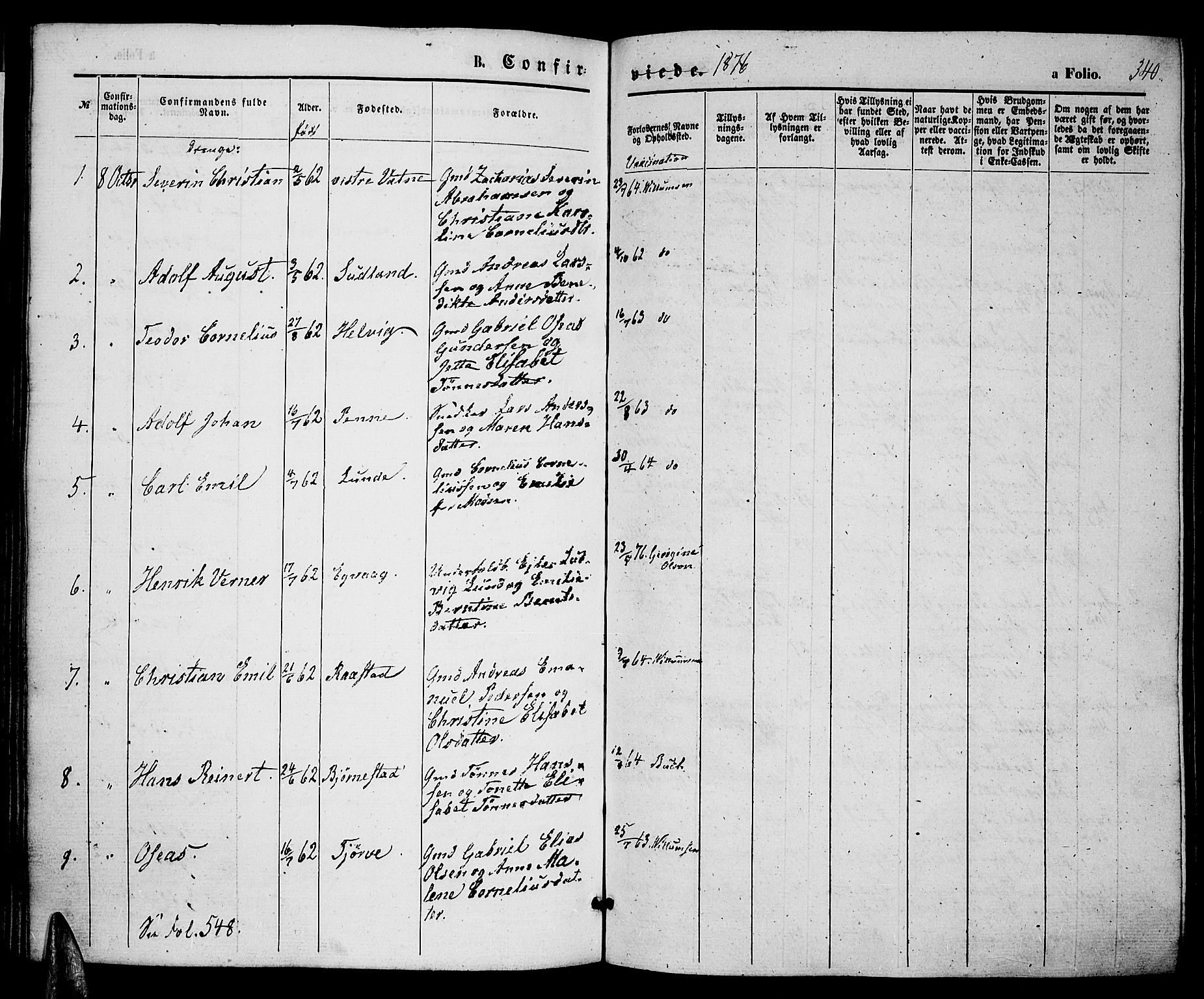 Lista sokneprestkontor, AV/SAK-1111-0027/F/Fb/L0003: Parish register (copy) no. B 3, 1862-1877, p. 340