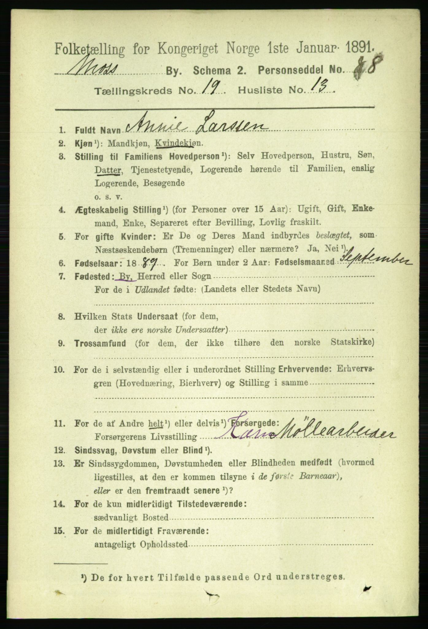 RA, 1891 census for 0104 Moss, 1891, p. 8747