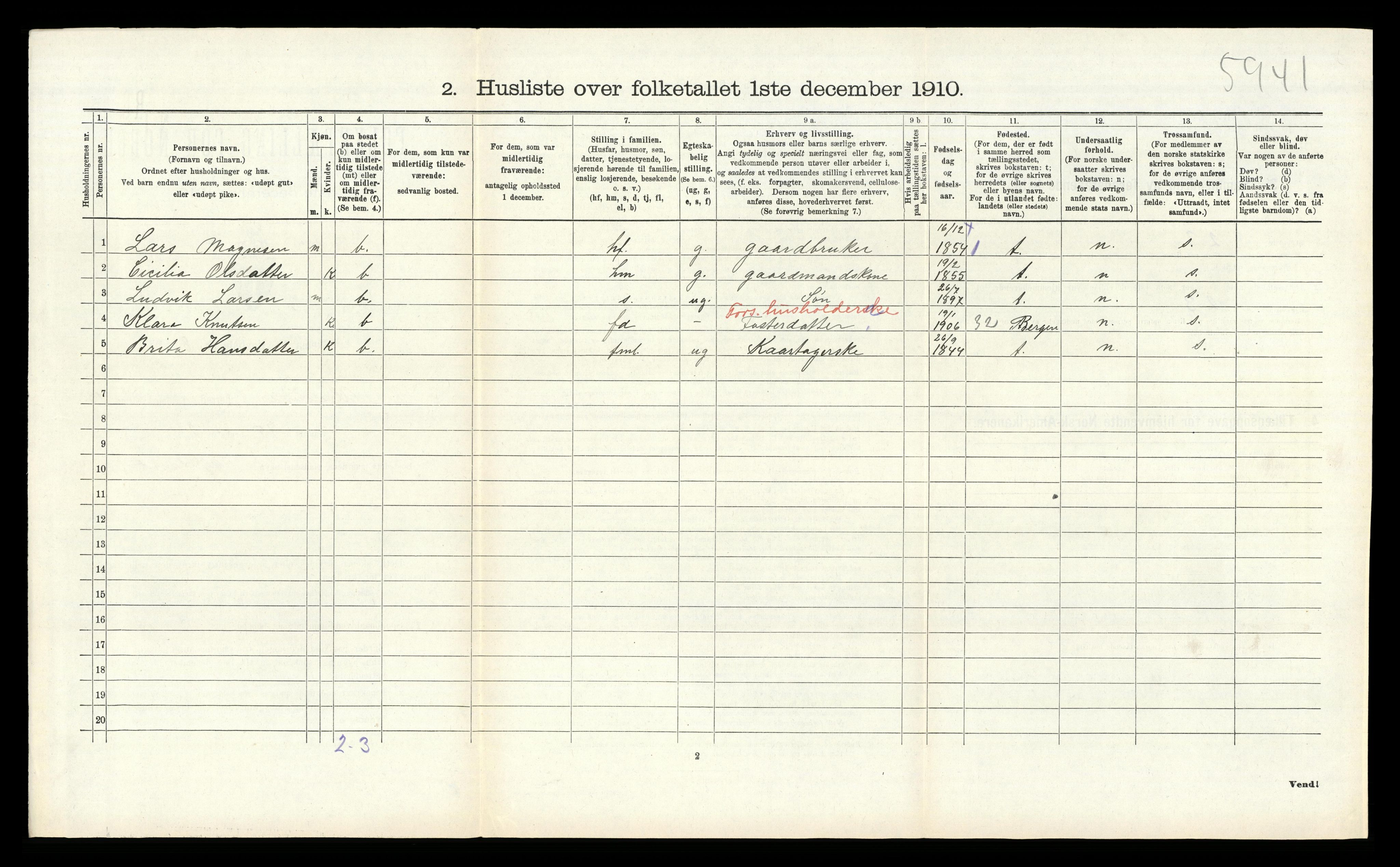 RA, 1910 census for Alversund, 1910, p. 921