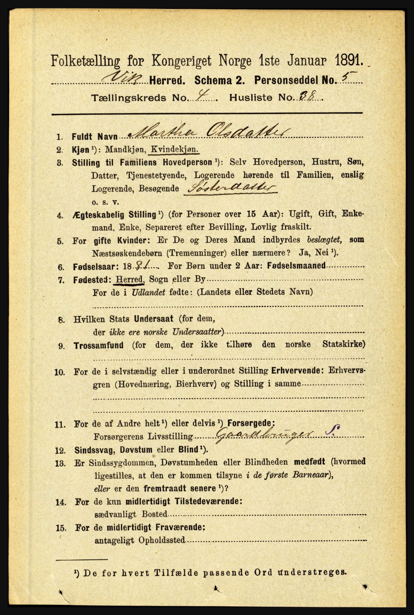 RA, 1891 census for 1417 Vik, 1891, p. 2010