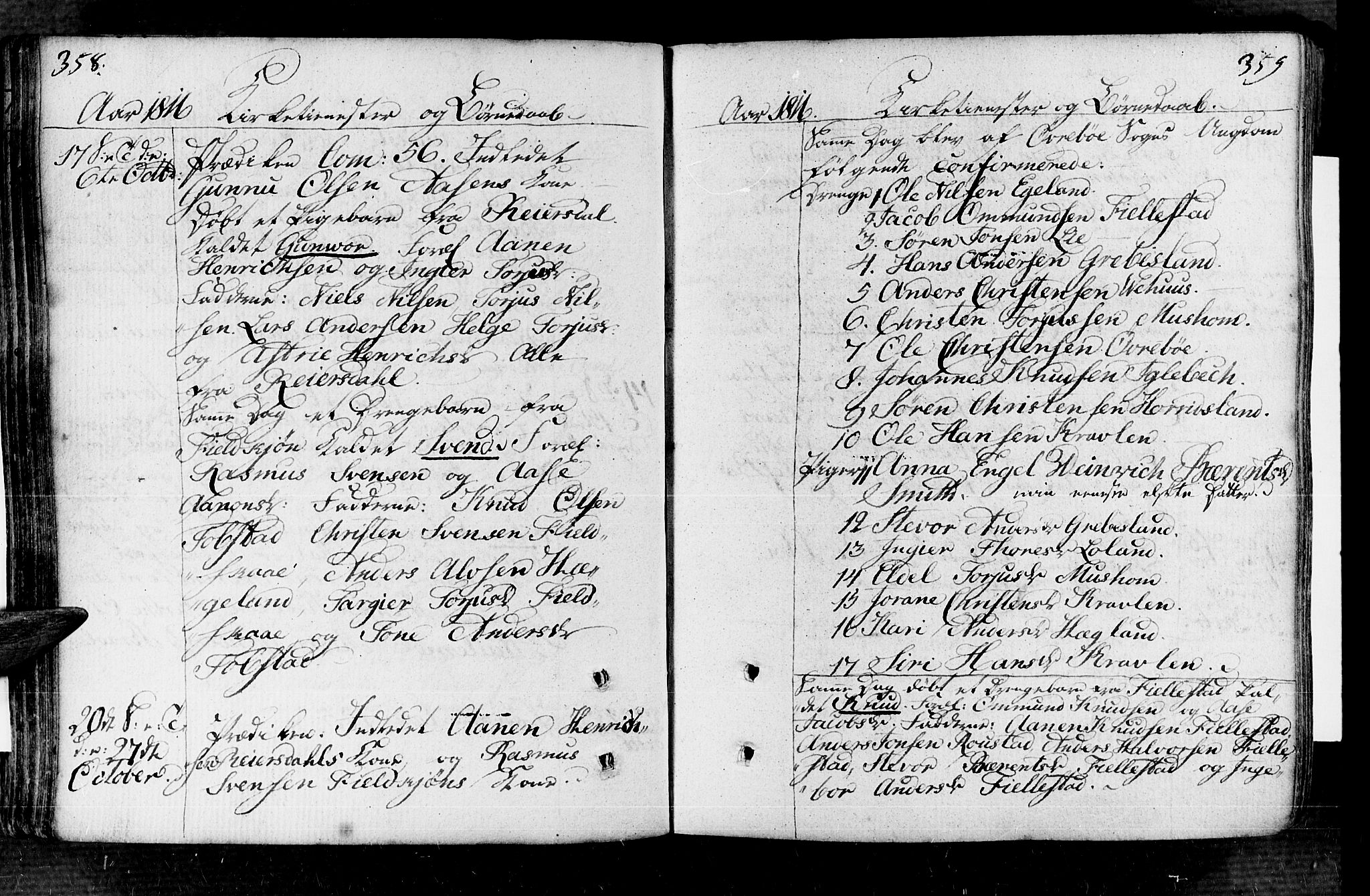 Vennesla sokneprestkontor, AV/SAK-1111-0045/Fa/Fac/L0002: Parish register (official) no. A 2, 1785-1834, p. 358-359