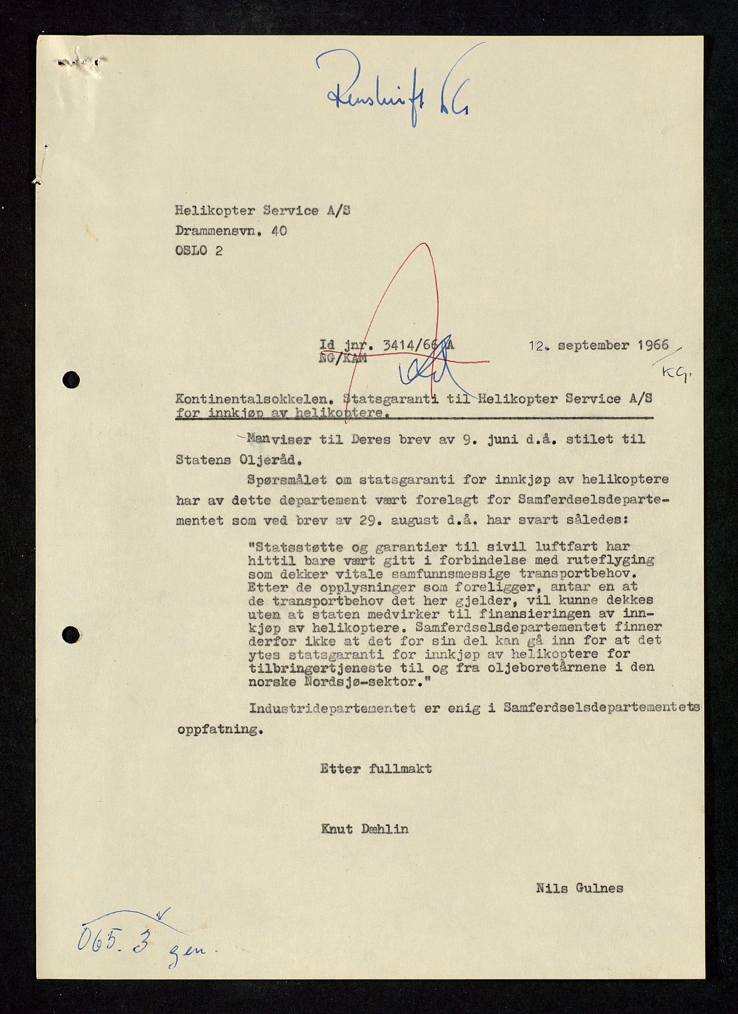 Industridepartementet, Oljekontoret, AV/SAST-A-101348/Db/L0003: Helikopterflyving og helikopterdekk, redningsheis i helikopter, ID Olje, div., 1966-1973, p. 334