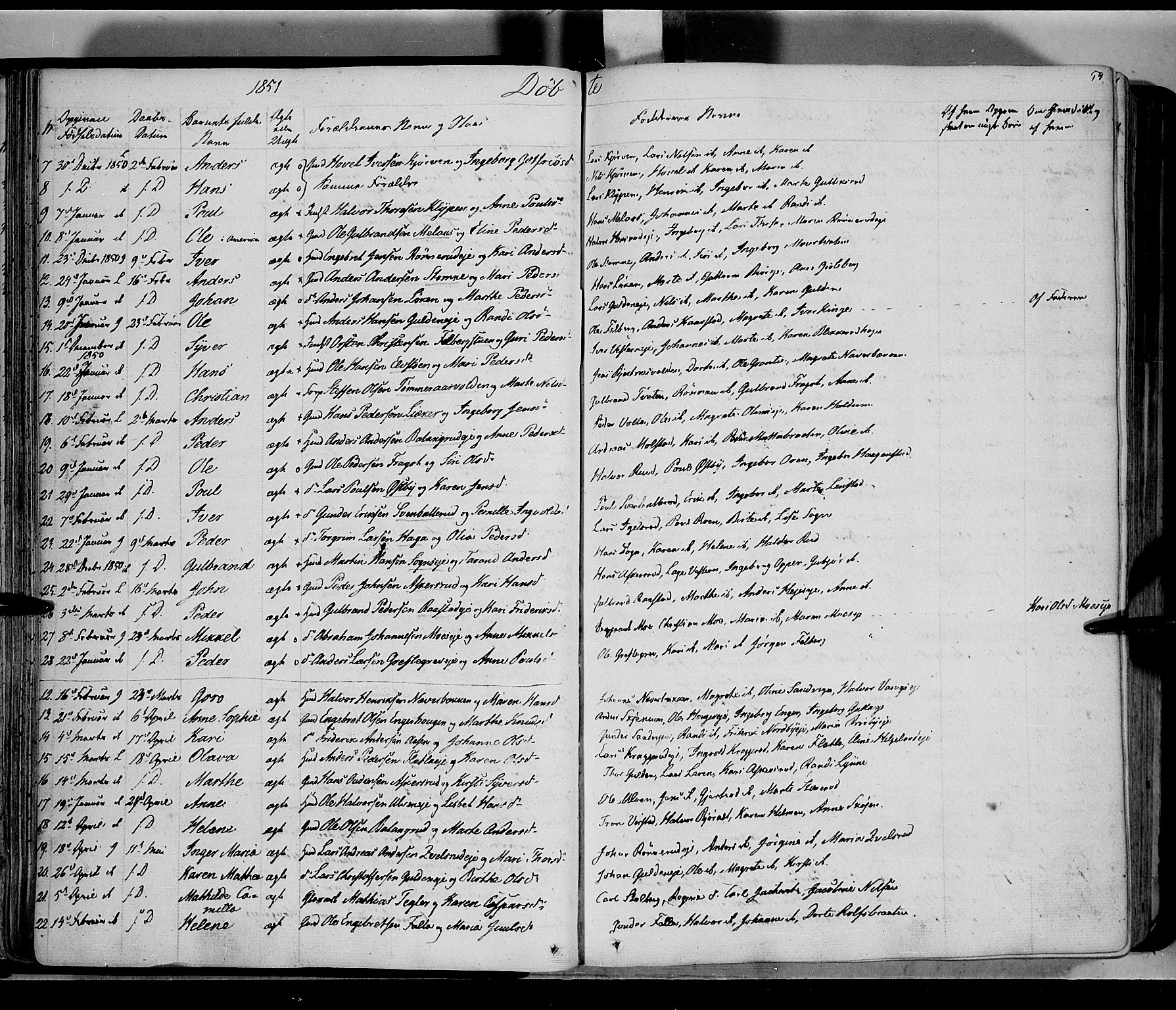 Jevnaker prestekontor, AV/SAH-PREST-116/H/Ha/Haa/L0006: Parish register (official) no. 6, 1837-1857, p. 54