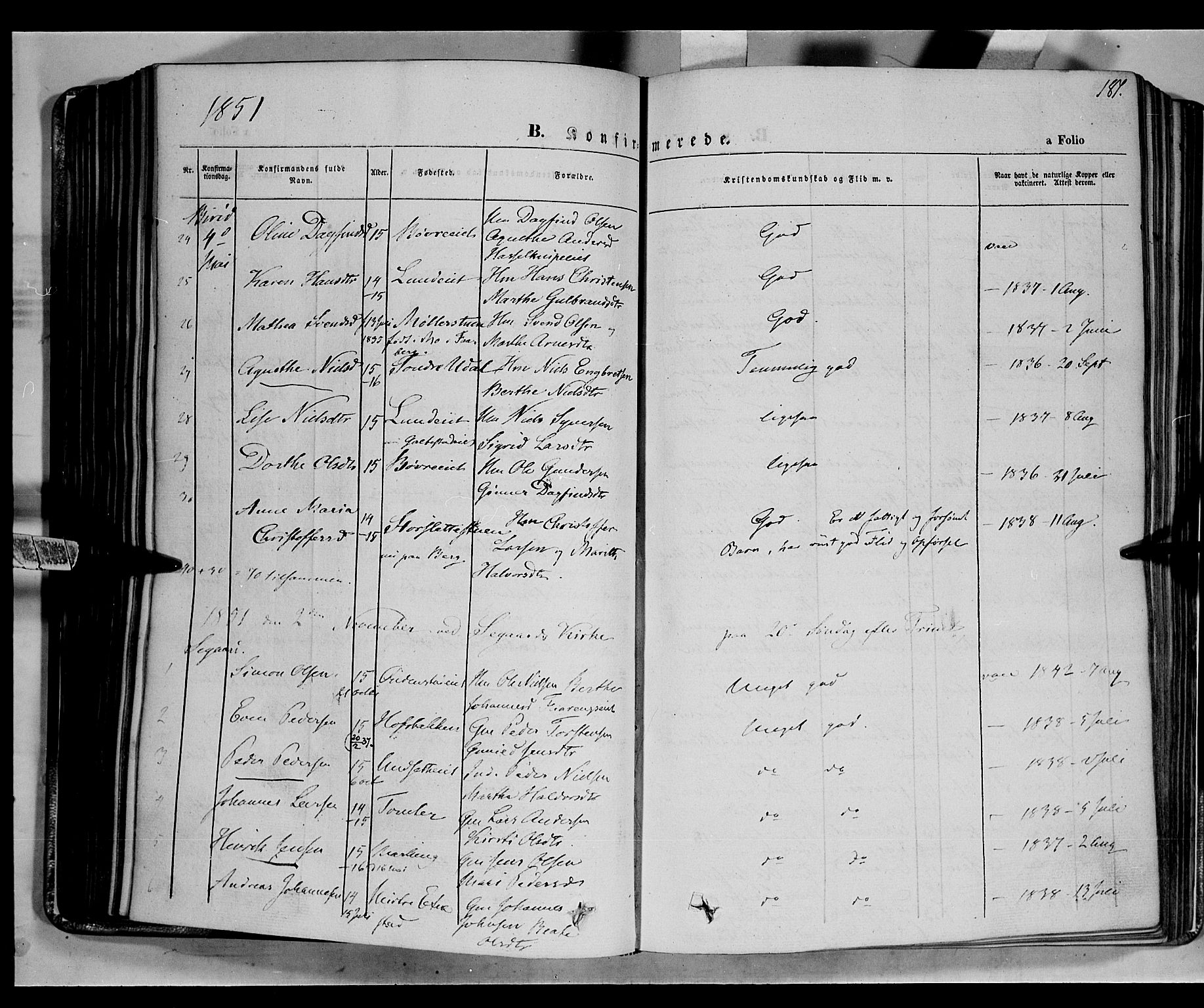 Biri prestekontor, AV/SAH-PREST-096/H/Ha/Haa/L0005: Parish register (official) no. 5, 1843-1854, p. 181