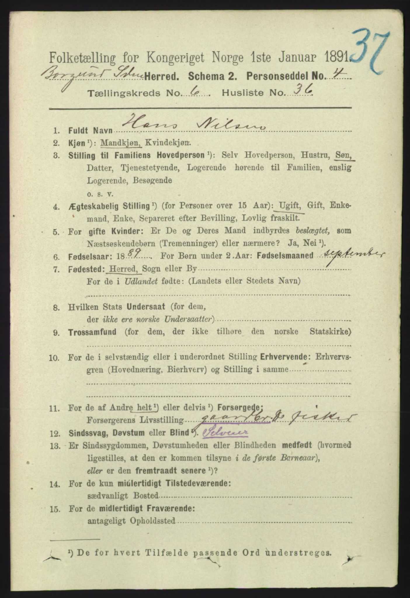 RA, 1891 census for 1531 Borgund, 1891, p. 1797