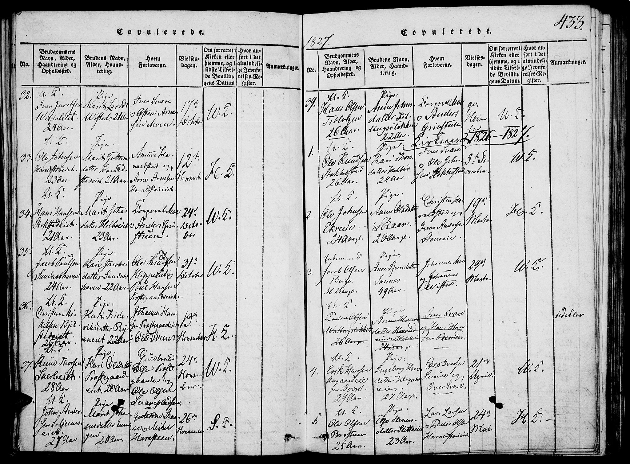 Vågå prestekontor, SAH/PREST-076/H/Ha/Hab/L0001: Parish register (copy) no. 1, 1815-1827, p. 432-433
