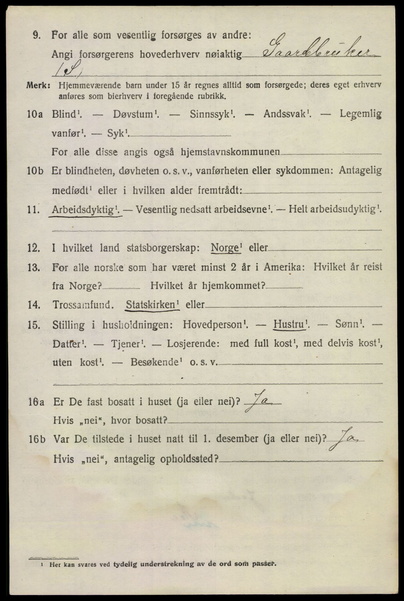 SAKO, 1920 census for Lunde, 1920, p. 2992