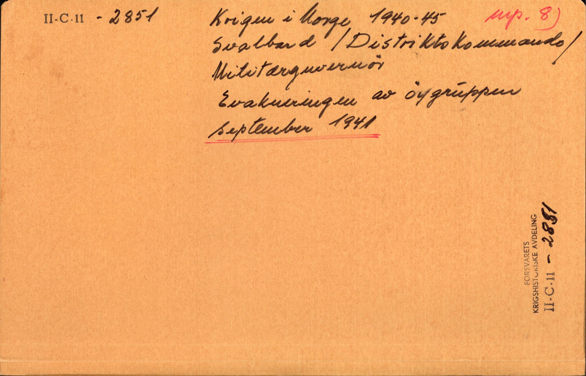 Forsvaret, Forsvarets krigshistoriske avdeling, RA/RAFA-2017/Y/Yf/L0214: II-C-11-2851-2856  -  Svalbard.  Jan Mayen.  Syd-Georgia.  Walchern., 1940-1945, p. 158