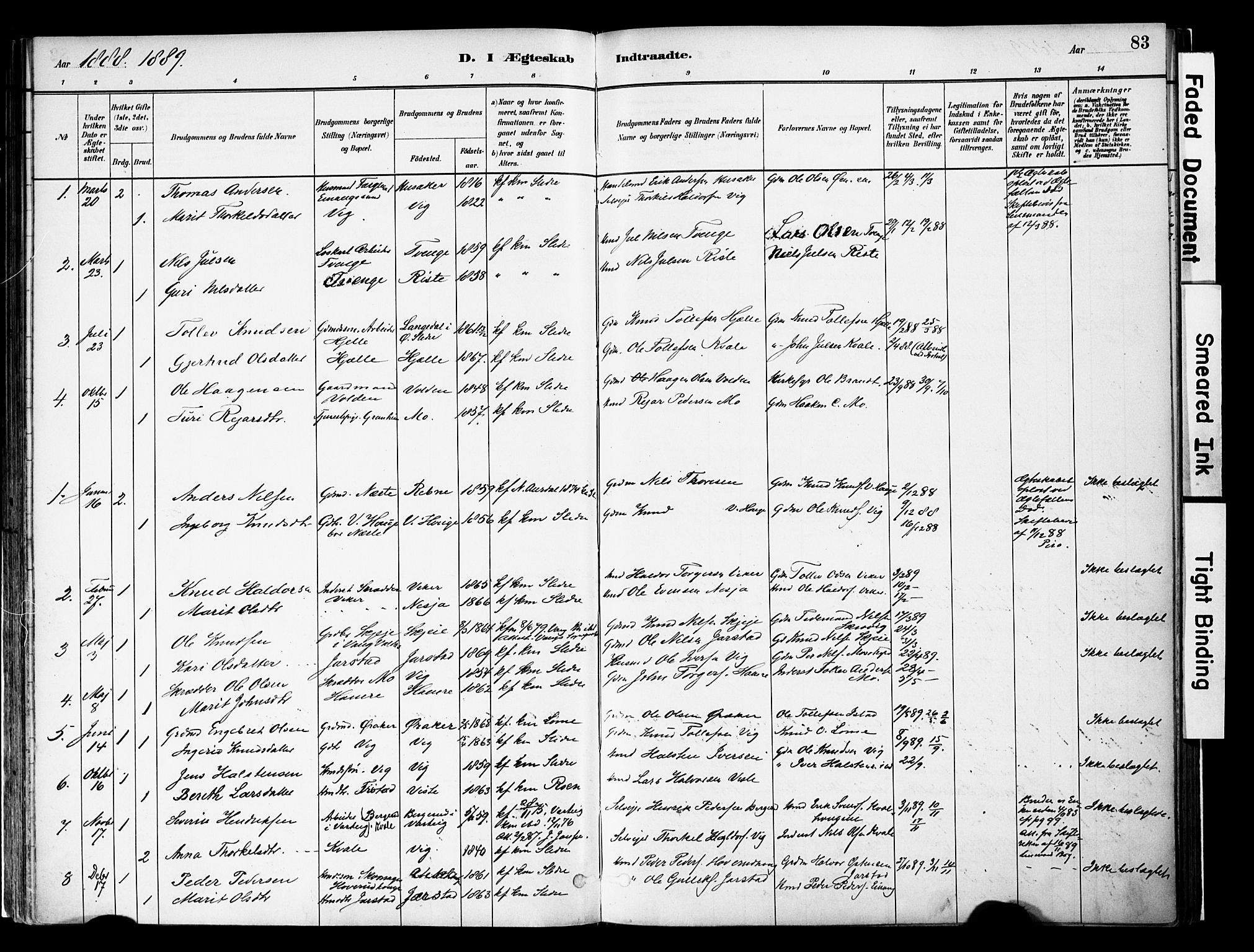 Vestre Slidre prestekontor, SAH/PREST-136/H/Ha/Haa/L0004: Parish register (official) no. 4, 1881-1911, p. 83