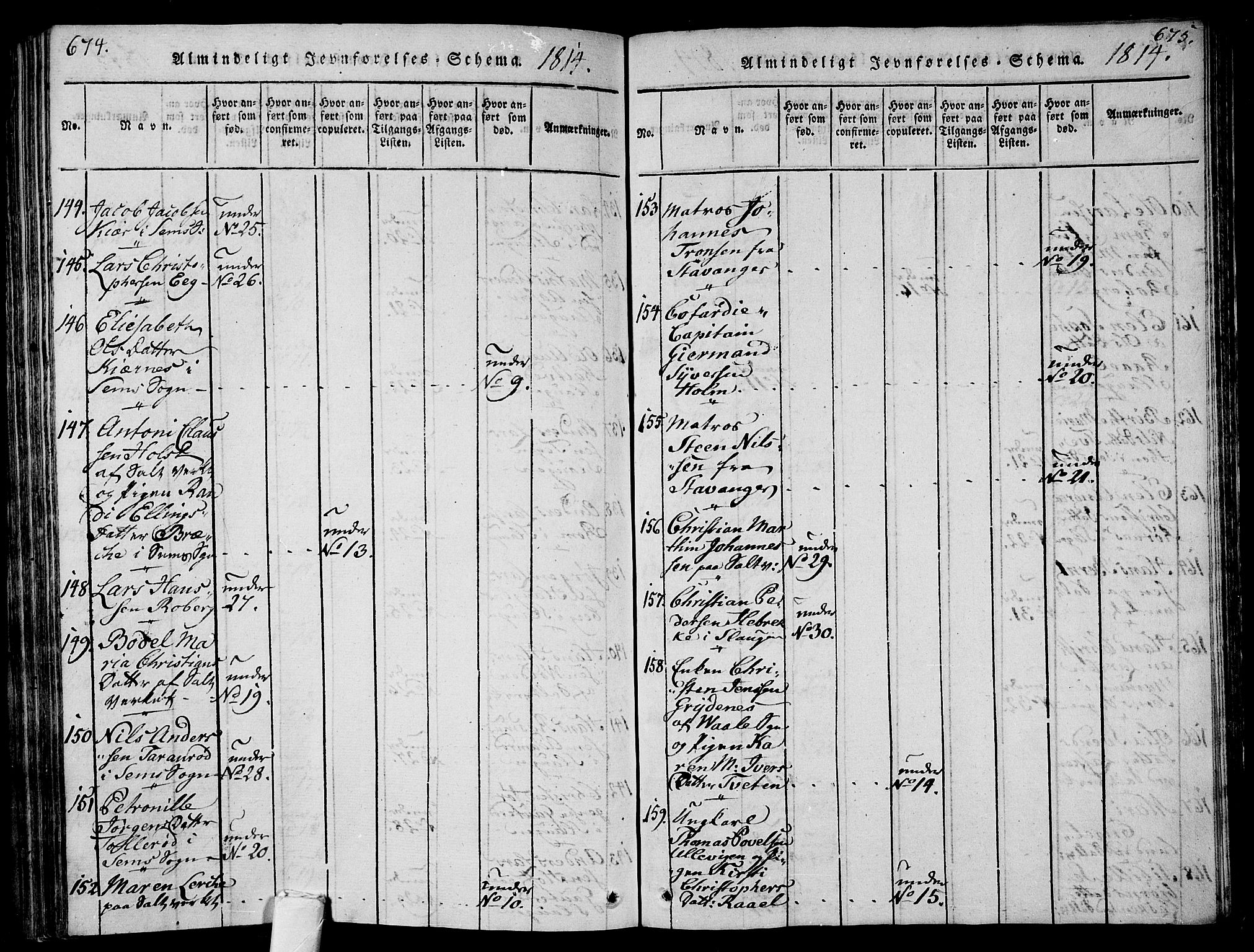 Sem kirkebøker, AV/SAKO-A-5/F/Fa/L0004: Parish register (official) no. I 4, 1814-1825, p. 674-675