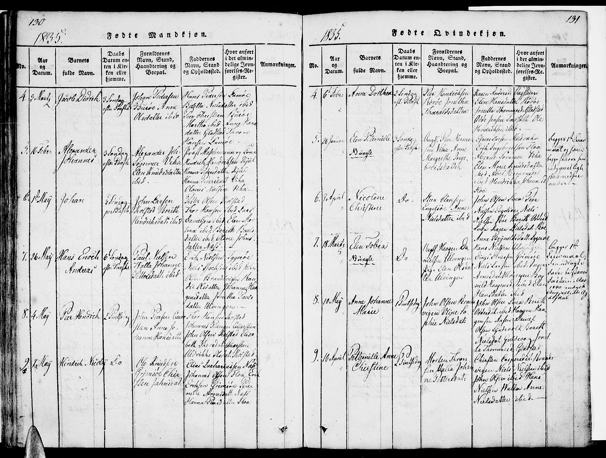 Ministerialprotokoller, klokkerbøker og fødselsregistre - Nordland, SAT/A-1459/816/L0239: Parish register (official) no. 816A05, 1820-1845, p. 130-131