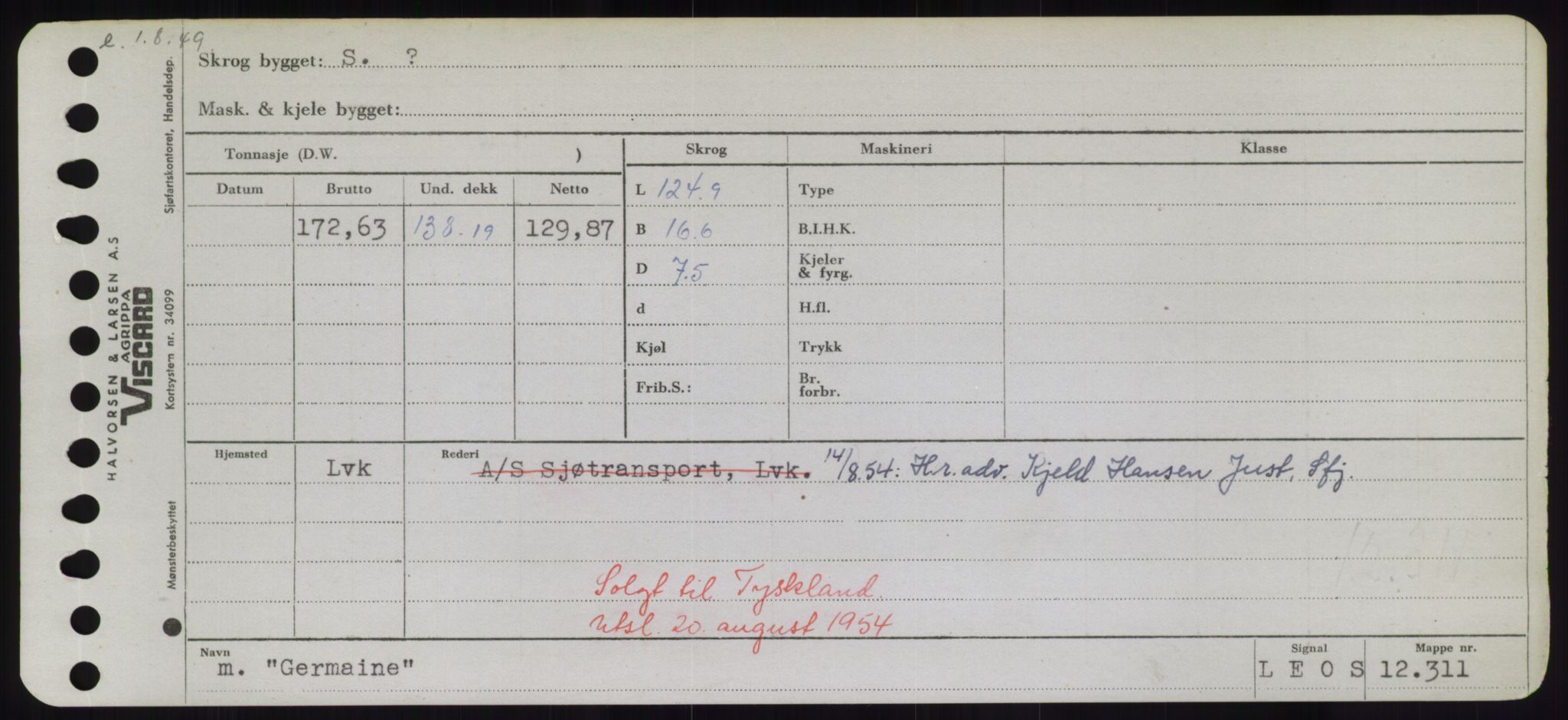 Sjøfartsdirektoratet med forløpere, Skipsmålingen, RA/S-1627/H/Hd/L0012: Fartøy, G-Glø, p. 301