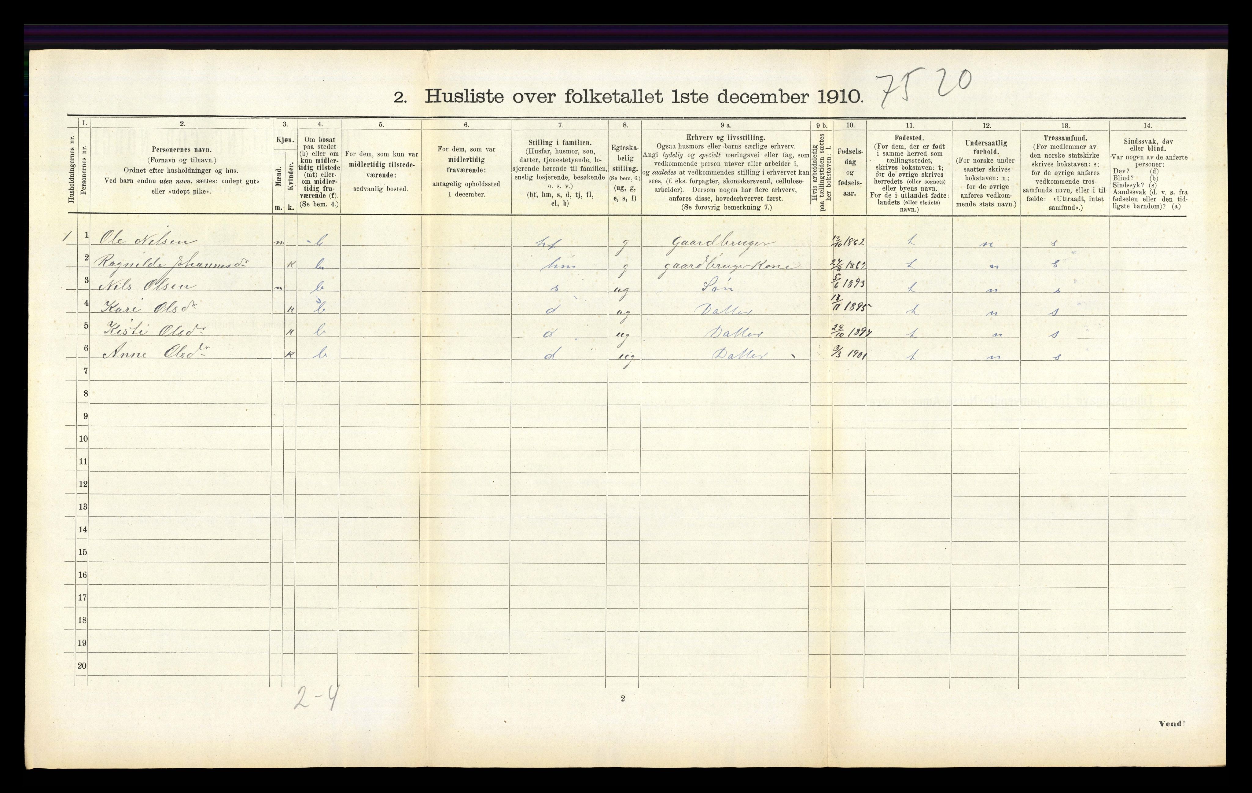 RA, 1910 census for Hafslo, 1910, p. 200