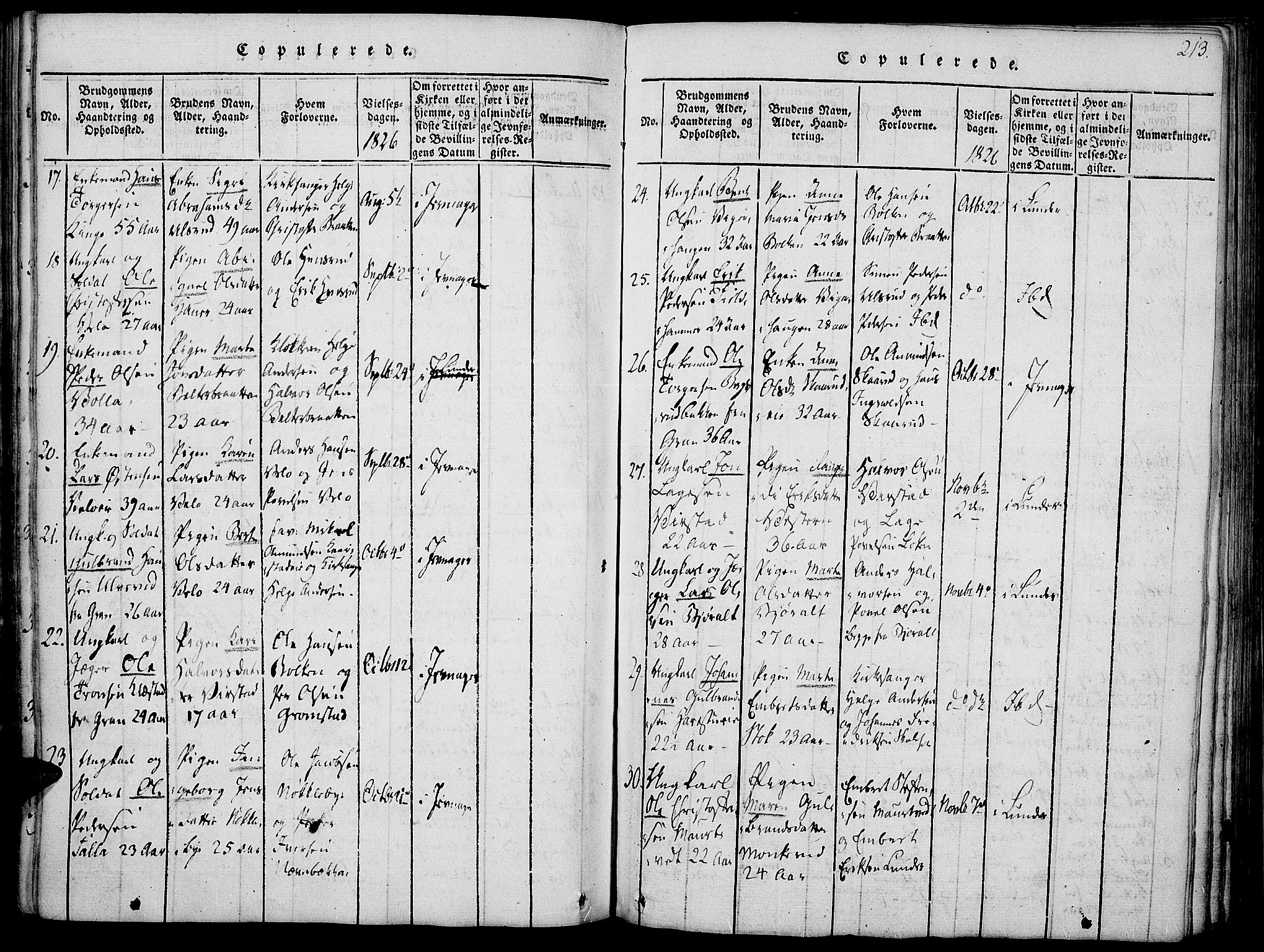 Jevnaker prestekontor, SAH/PREST-116/H/Ha/Haa/L0005: Parish register (official) no. 5, 1815-1837, p. 213