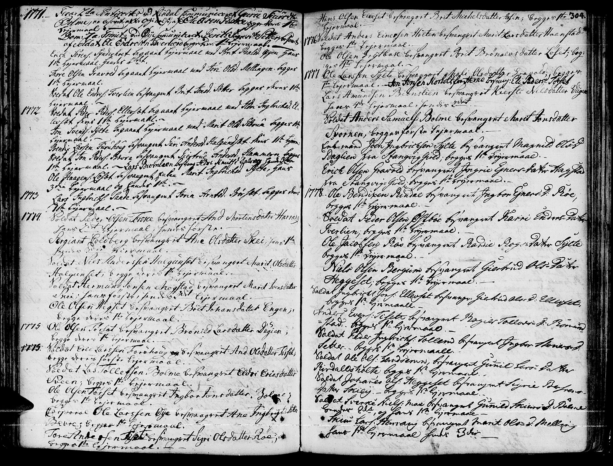 Ministerialprotokoller, klokkerbøker og fødselsregistre - Møre og Romsdal, AV/SAT-A-1454/595/L1039: Parish register (official) no. 595A01, 1750-1796, p. 304