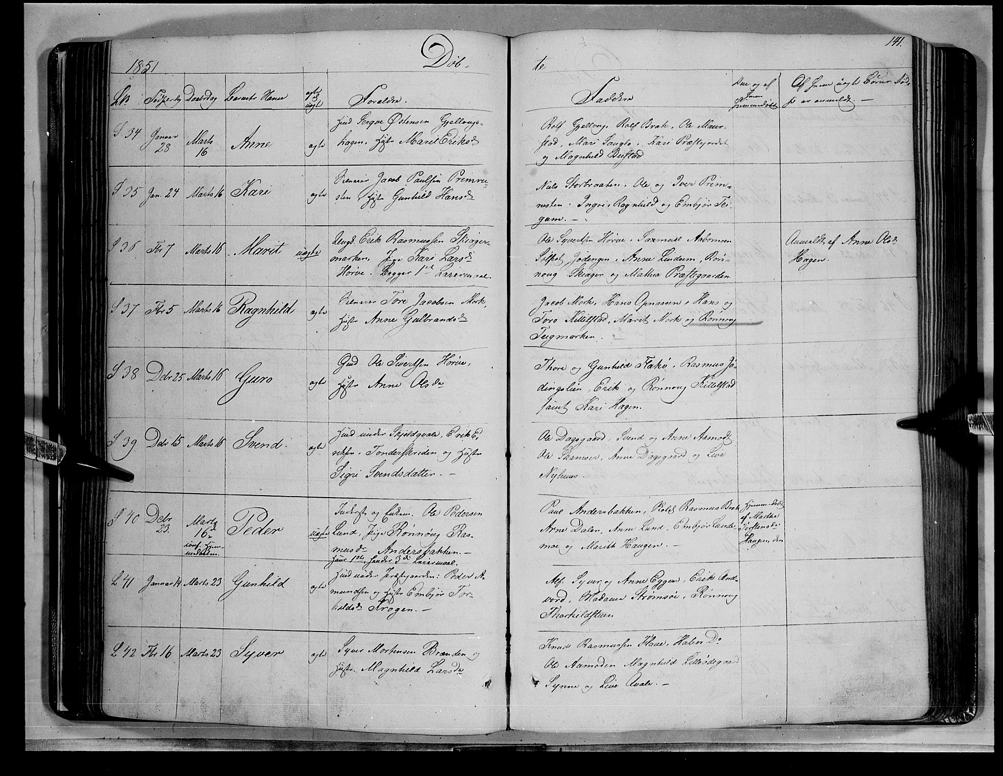 Lom prestekontor, SAH/PREST-070/K/L0006: Parish register (official) no. 6A, 1837-1863, p. 141