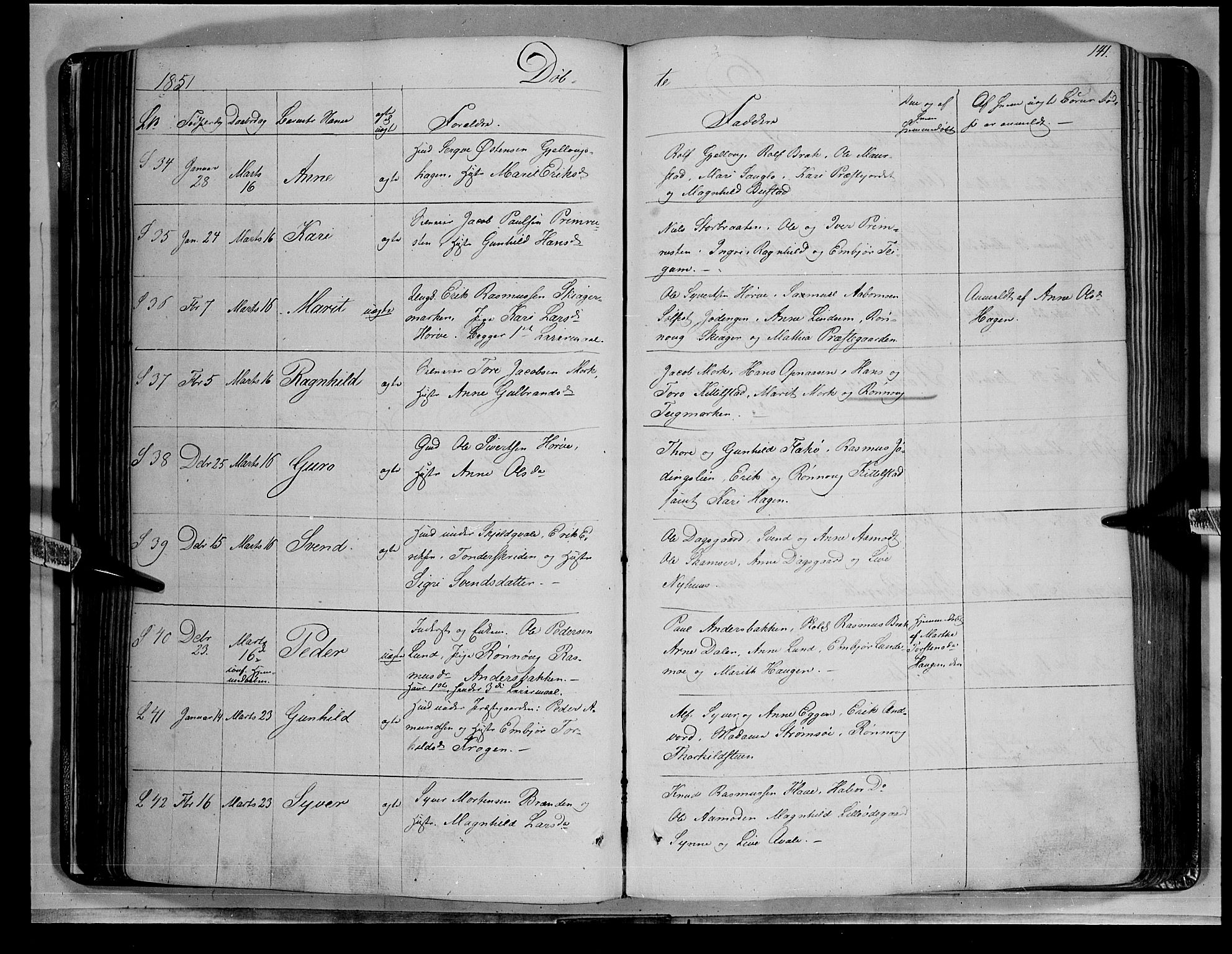 Lom prestekontor, AV/SAH-PREST-070/K/L0006: Parish register (official) no. 6A, 1837-1863, p. 141