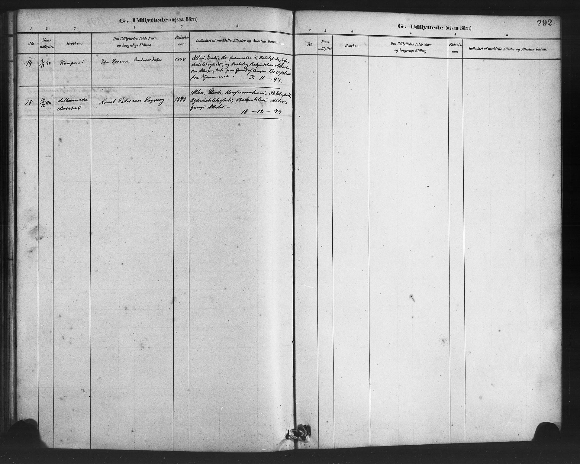Finnås sokneprestembete, SAB/A-99925/H/Ha/Haa/Haac/L0001: Parish register (official) no. C 1, 1881-1894, p. 292