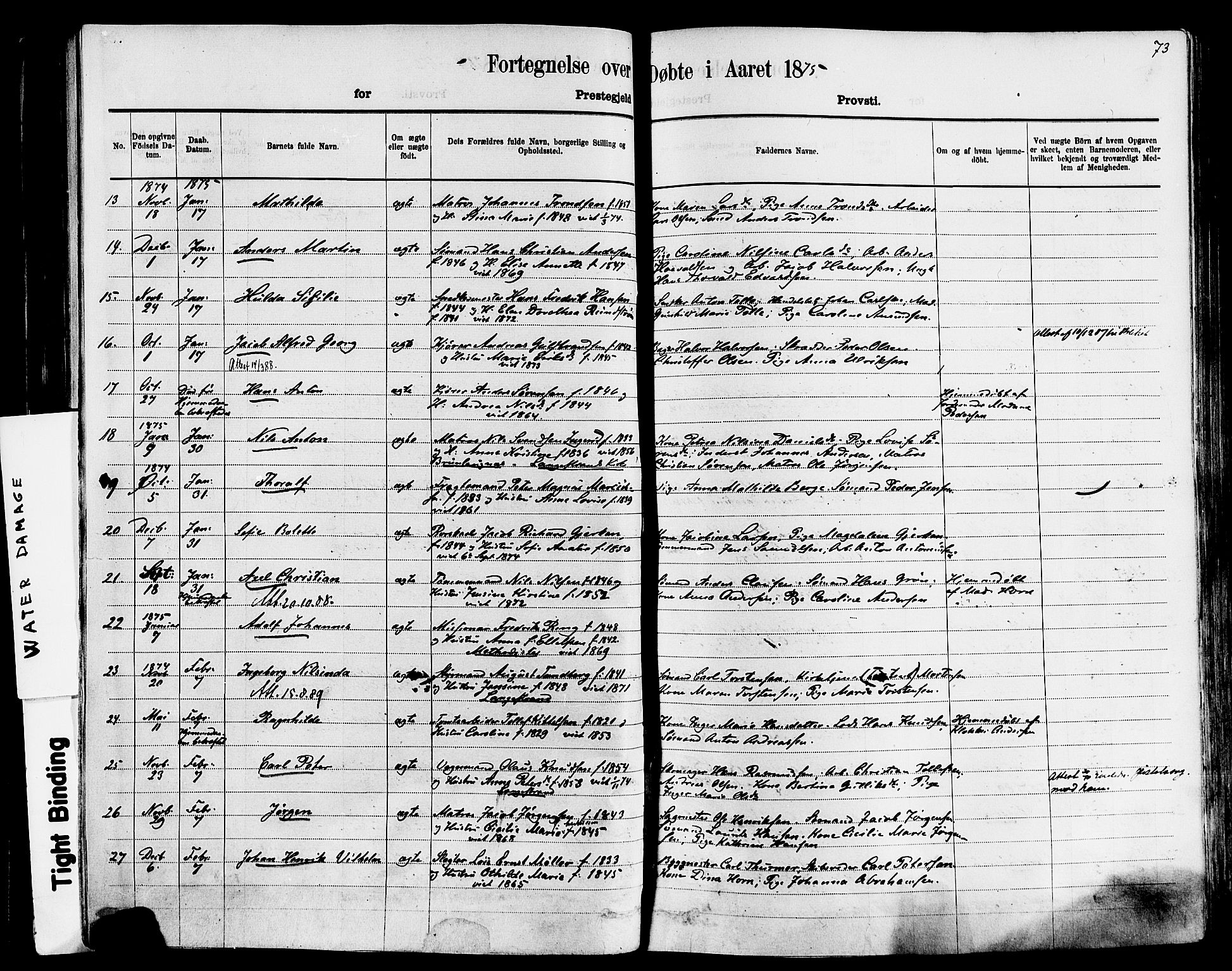 Larvik kirkebøker, AV/SAKO-A-352/F/Fa/L0006: Parish register (official) no. I 6, 1871-1883, p. 73